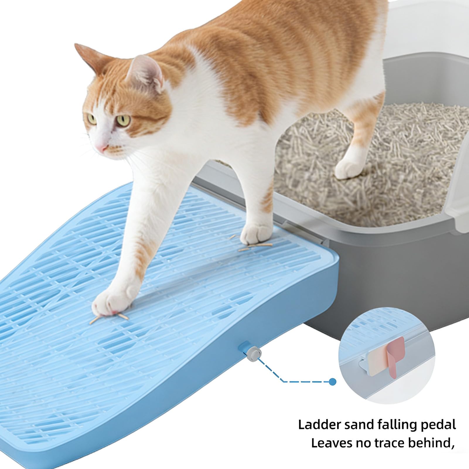 Escalera con Rampa para Caja de para Gatos, Receptor de para Gatos de Doble Capa, Atrapasueños para Mascotas con Base Antideslizante para