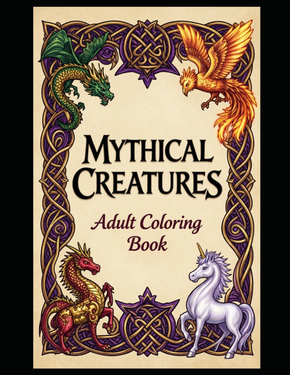 Mythical Creatures Coloring Book: 50 Fantasy Coloring Pages Featuring Dragons, Unicorns, Mermaids and Magical Beasts