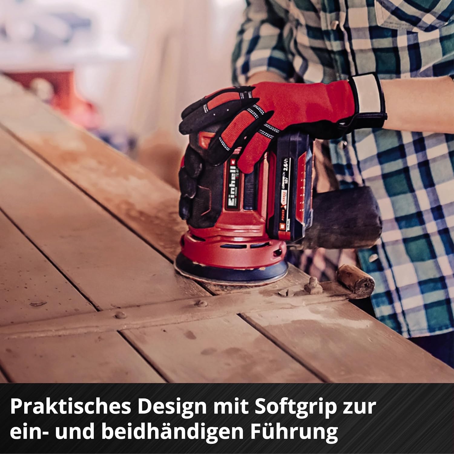 Einhell Akku-Exzenterschleifer TE-RS 18 Li-Solo Power X-Change (Lithium-Ionen, Drehzahl-Elektronik, Mikro-Kletthaftung, inkl. 1x Schleifpapier P80, ohne Akku und Ladegerät)