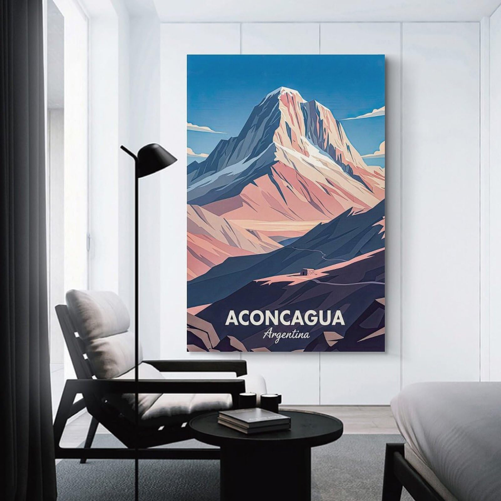 Junmoney Aconcagua Mountain Canvas Wall Art, 20x30inch(50x75cm), for Bedroom Decor, Cosy Corners Or Studios, Stylish Decor for A Restful Room Update