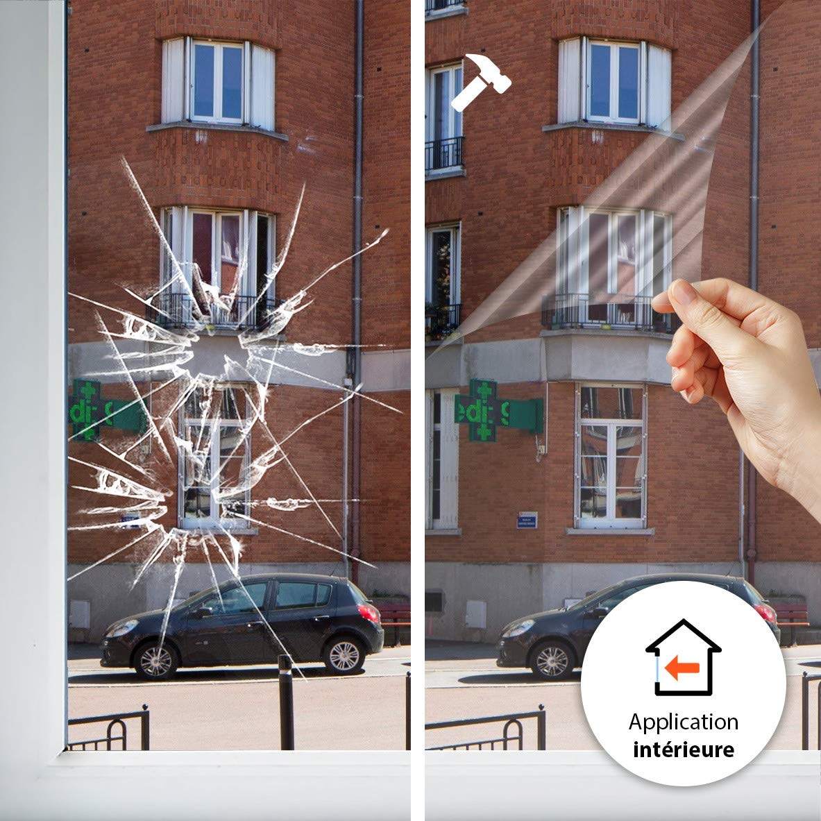 Dimexact Pellicola di Sicurezza Antieffrazione, Antirottura e Antigraffiti per finestre, Incolore - 120 Micron, Larghezza 0,75 m, in Rotolo