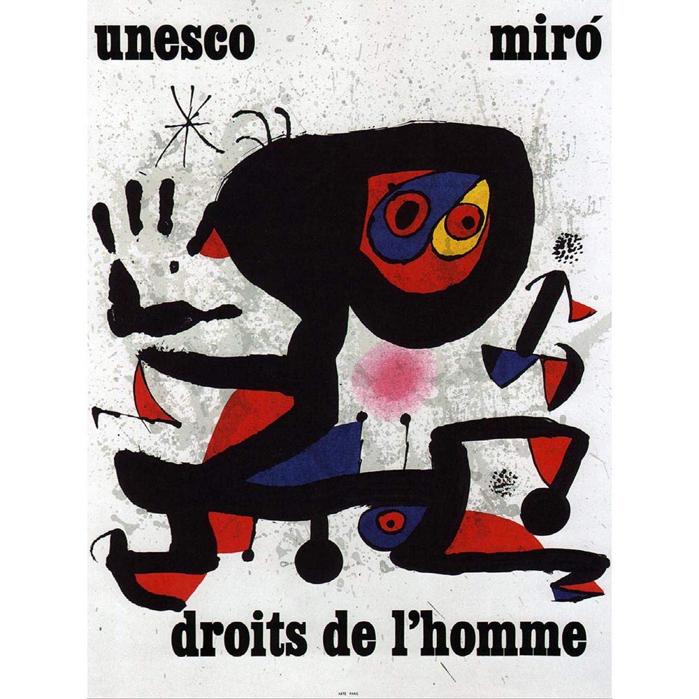 Wee Blue Coo Advert Charity Unesco Joan Miro Abstract Rights Man Art Print Poster Wall Decor 12X16 Inch