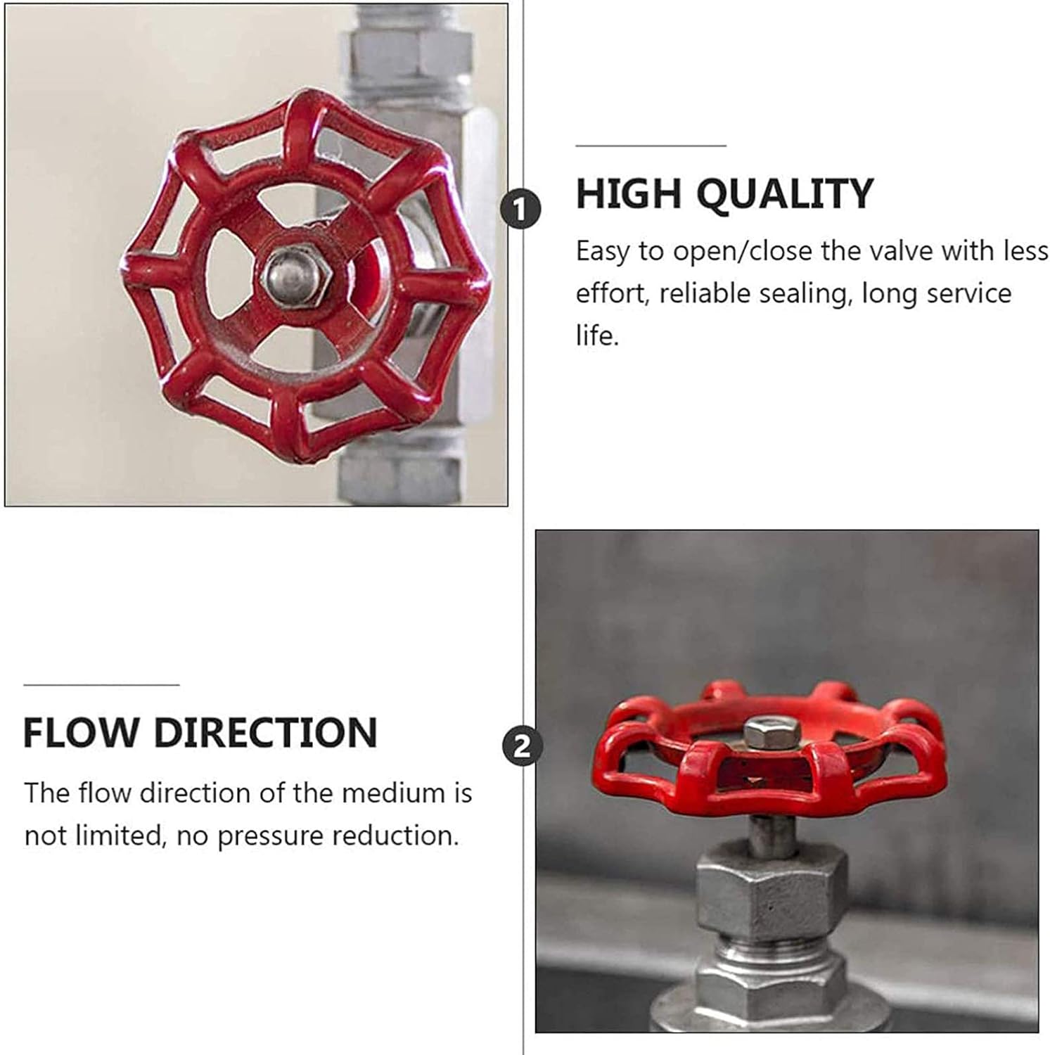 6Pcs 63mm/2.5" Replacement Gate Valve Handwheel-Hose Bib Handle Replacement-Water Spigot Handle- Valve Handle- Globe Valve Switch Handle,Metal Outside Faucet Round Wheel Handle(Red, Square Hole-7x7mm)