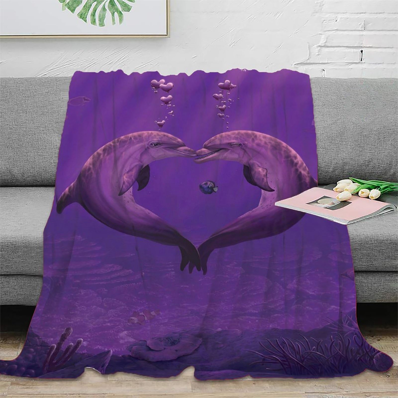 Couverture moelleuse 3D imprimé Love scène pour canapé et lit romantique 150x200cm
