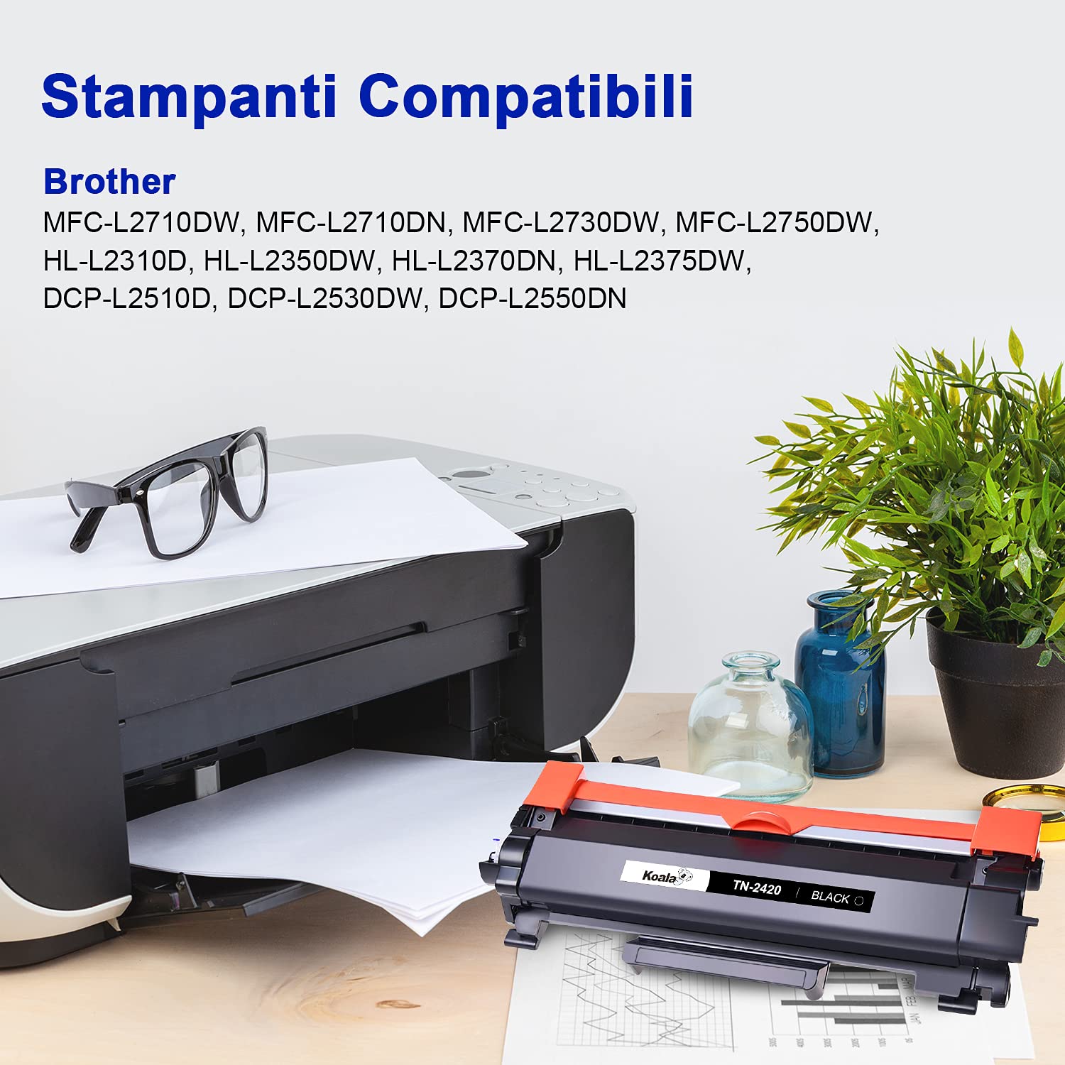 Koala TN2420 Toner (Con Chip) Compatibili per Brother TN 2420 TN-2410 Toner per Brother MFC L2710DW L2710DN L2730DW L2750DW DCP-L2510D L2530DW L2550DN HL-L2310D L2350DW (Nero, 2-Pack )