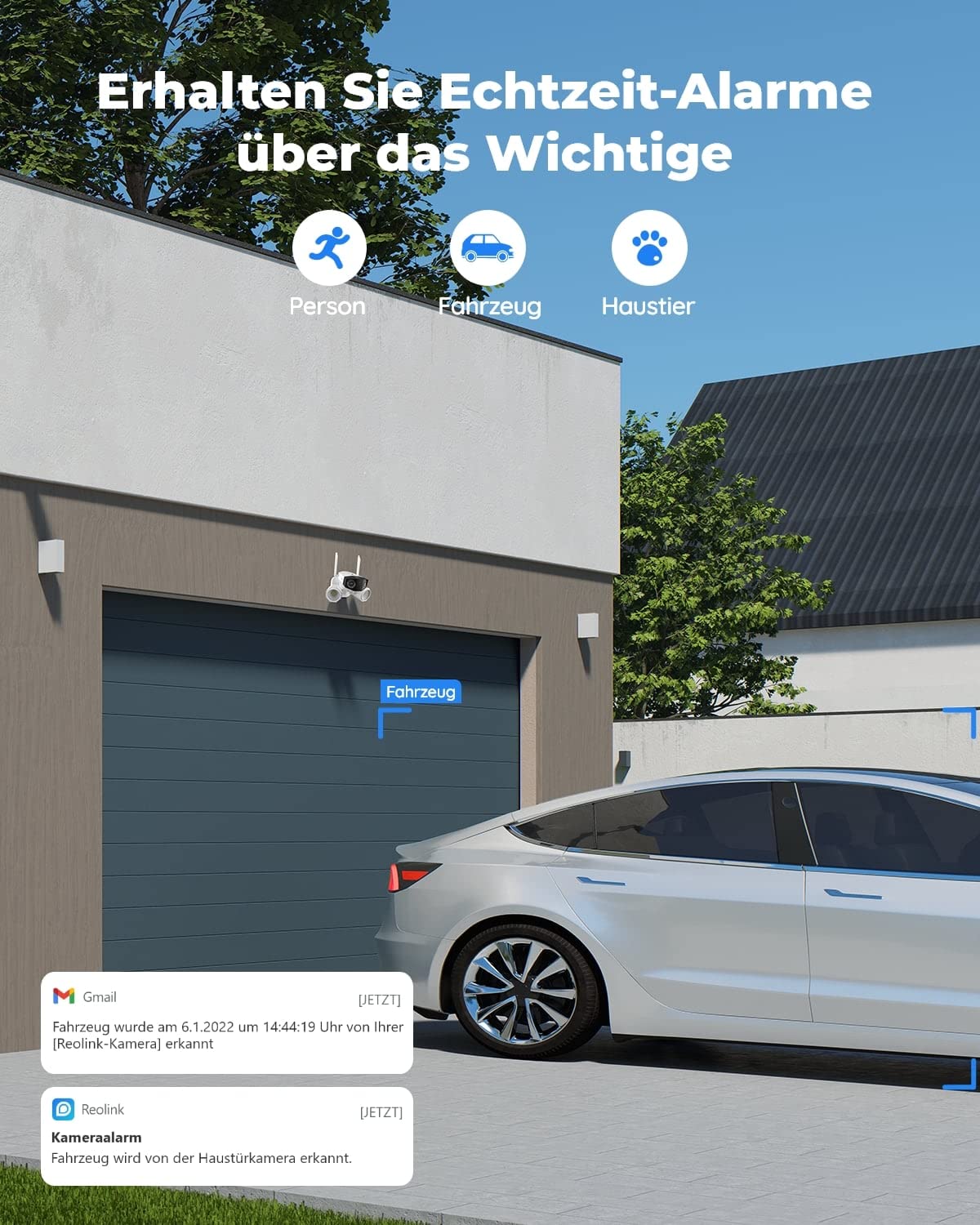 Reolink 4K Floodlight Überwachungskamera, 180° Weitwinkel, 2,4/5 GHz WLAN | Kamera Outdoor mit Smarte Beleuchtung, Personen-/Fahrzeug-/Tiererkennung, IP67, Wired Außenkamera, Duo Floodlight WiFi