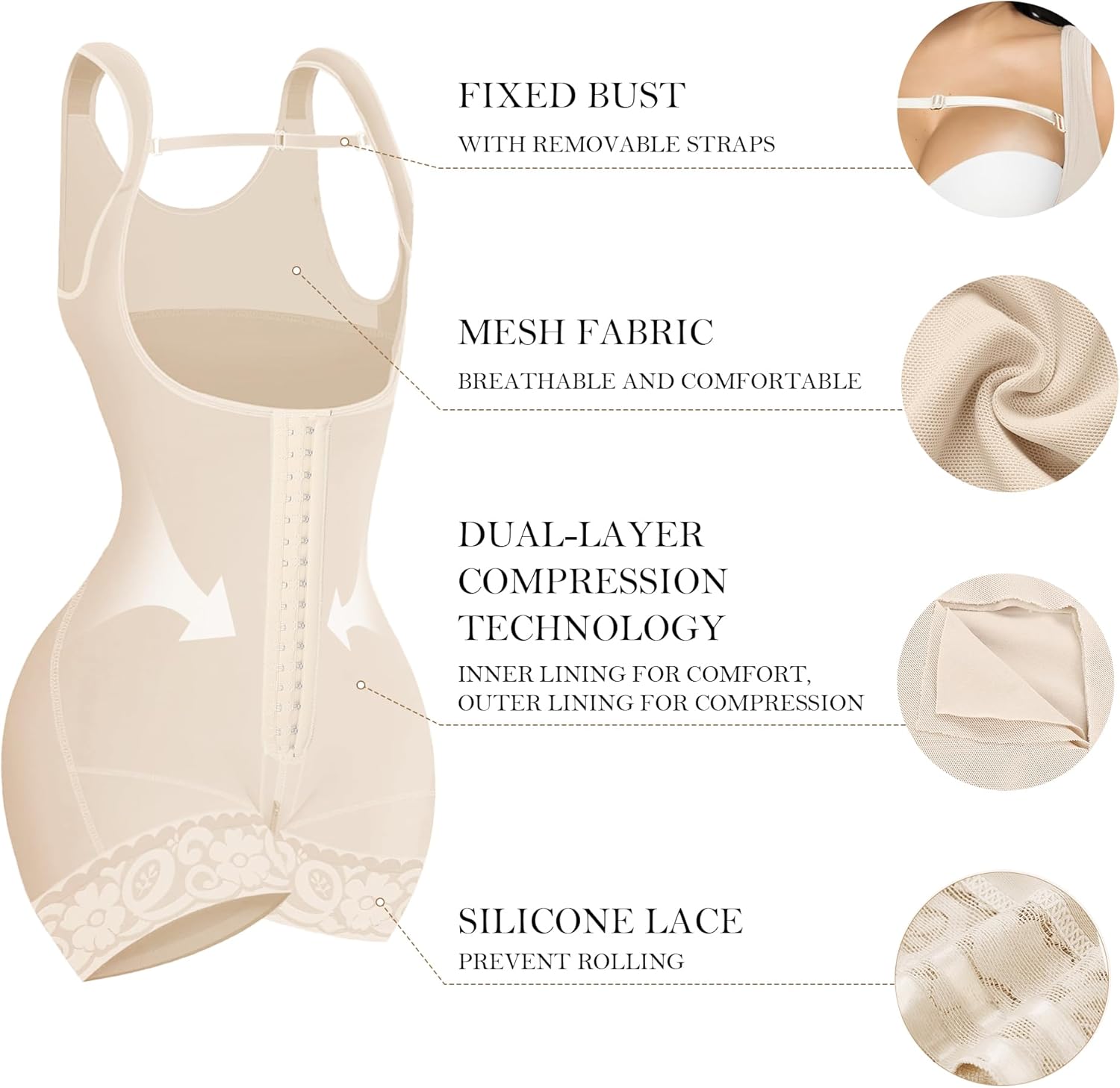 YIANNA Fajas Colombianas Shapewear for Women Tummy Control Butt Lifter with Zipper Crotch Postpartum Body Shaper - Image 3