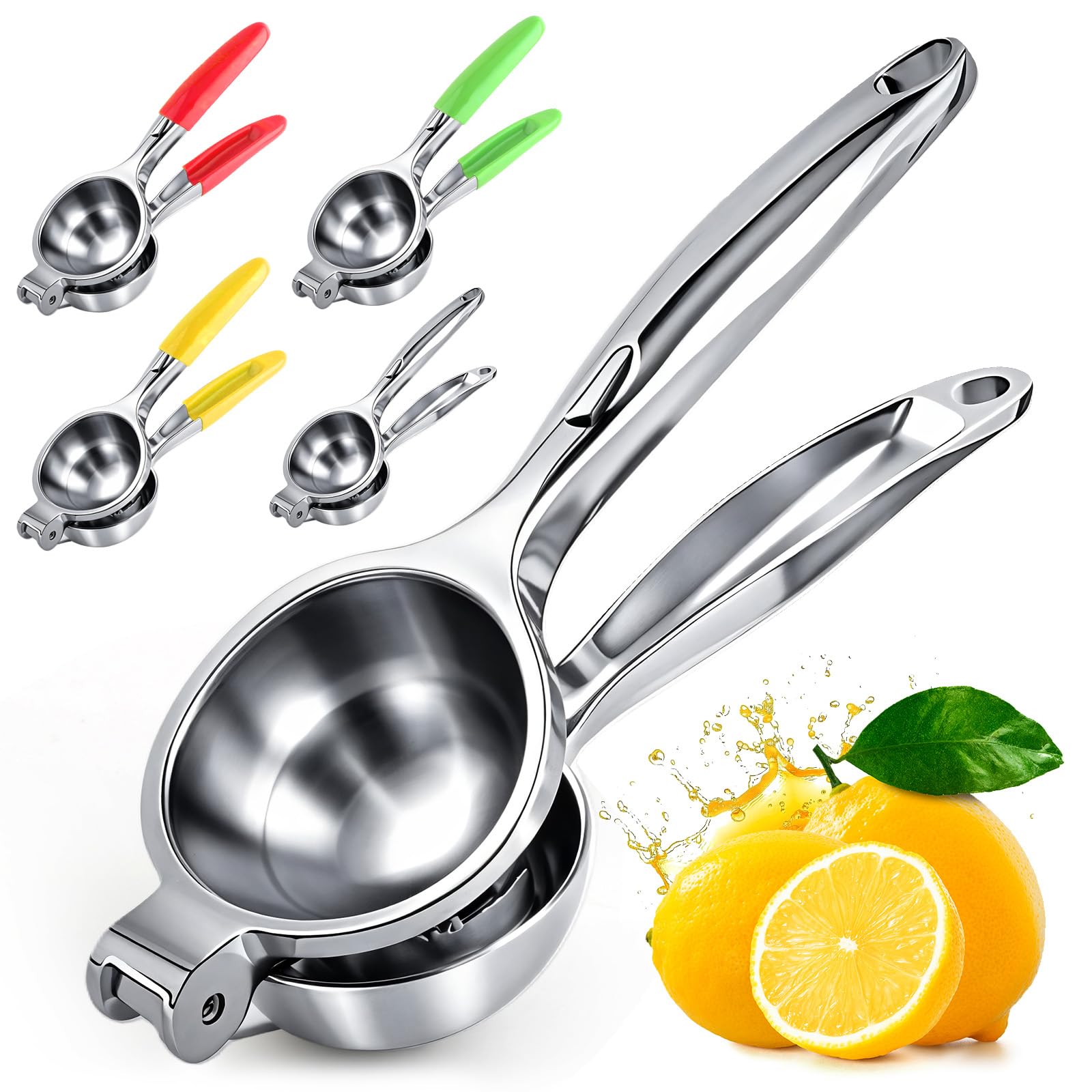 Lemon Squeezer Large, Lemon Squeezer Juicer Stainless Steel, Heavy Duty Manual Citrus Juicer Hand Press, Kitchen Tools Lime Squeezer Bar Tool, Easy to Clean Metal Lemon Hand Press