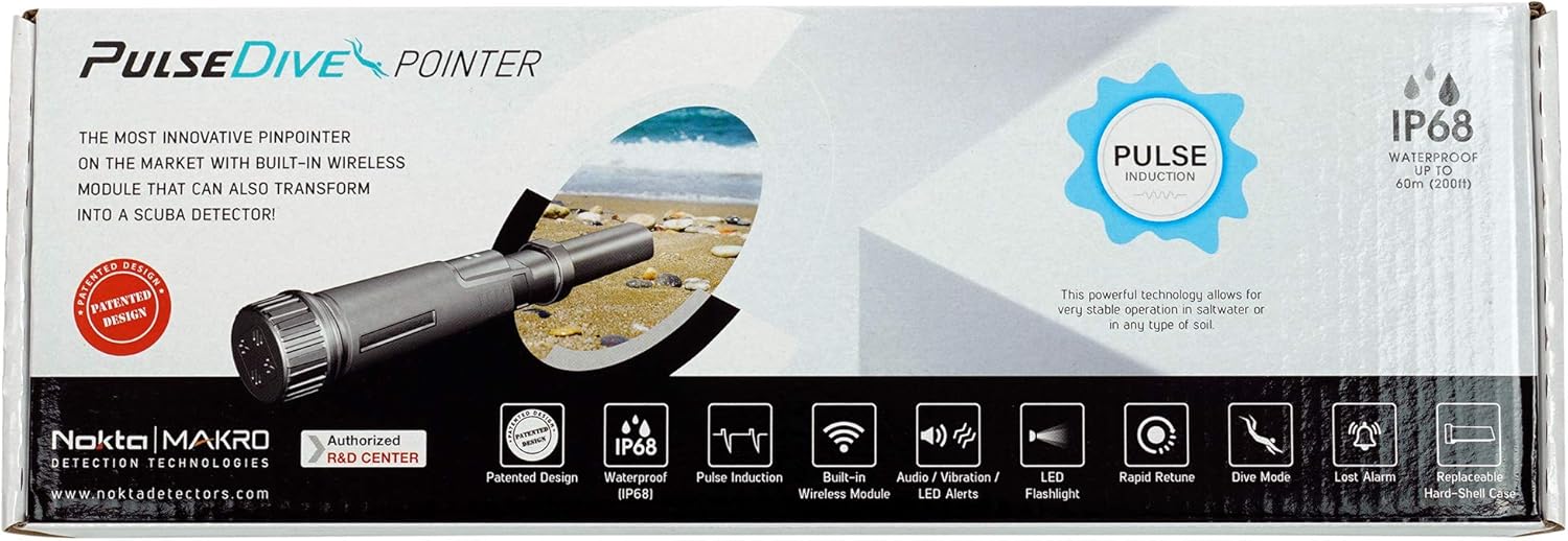 Nokta Makro PulseDive Pinpointer - Black Bundle with Wireless Headphones