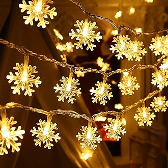 Gesto Snowflake Serial String Lights for Decoration - 14 LED Snow Flake Fairy Lights Waterproof Indoor Outdoor for Home Decoration (Warm White)10 Feet