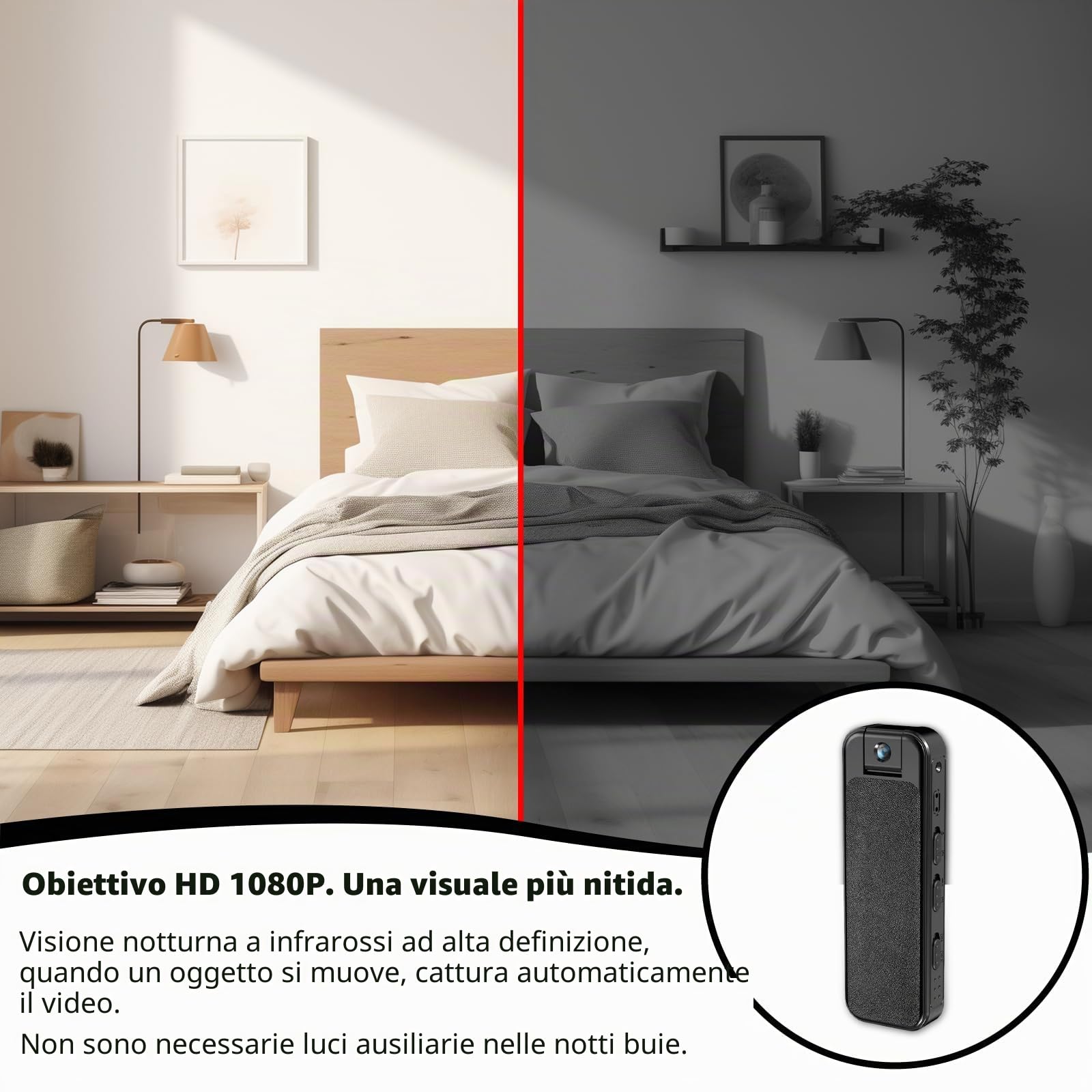 Mini telecamera portatile WiFi 1080P piccola telecamera di sorveglianza corpo con lente girevole a 180°, mini telecamera di sicurezza per interni, sorveglianza esterna, conferenza