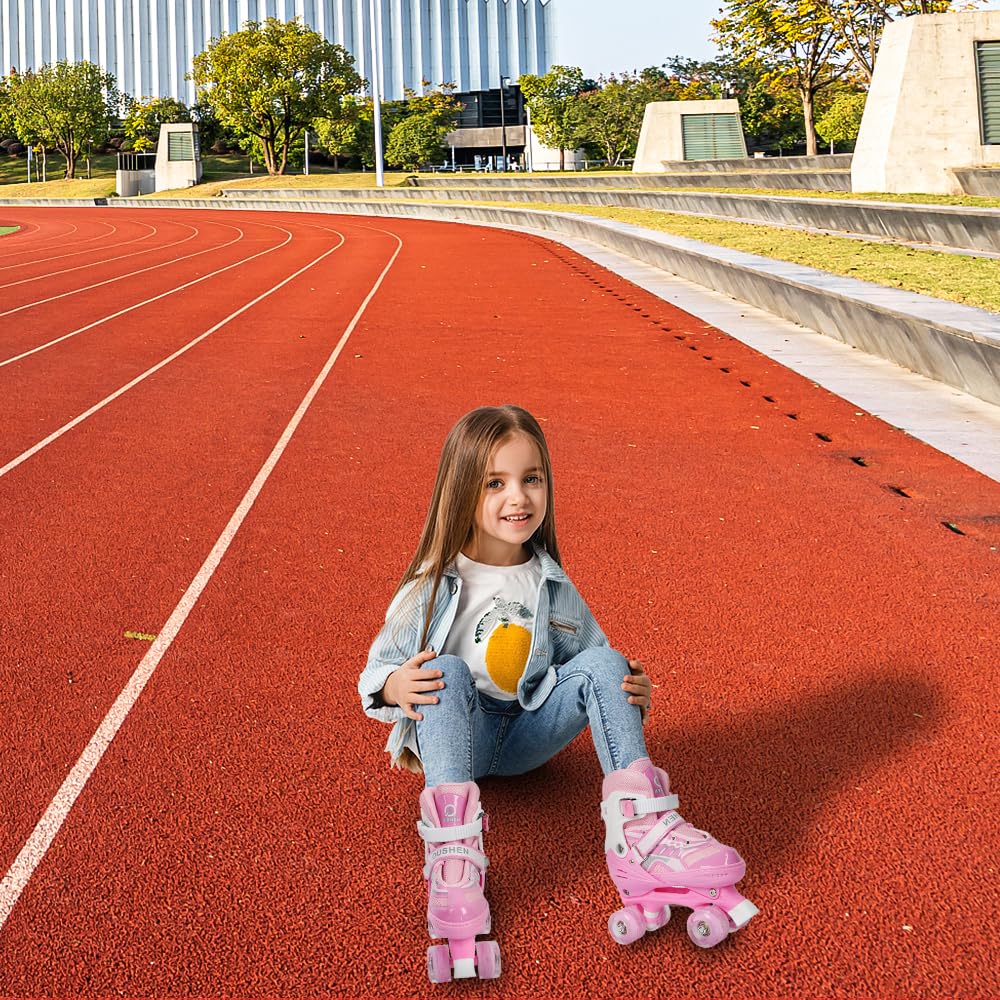 Rollschuhe für Kinder, 8 Rollen, zweireihig, für drinnen und draußen, sicher und langlebig