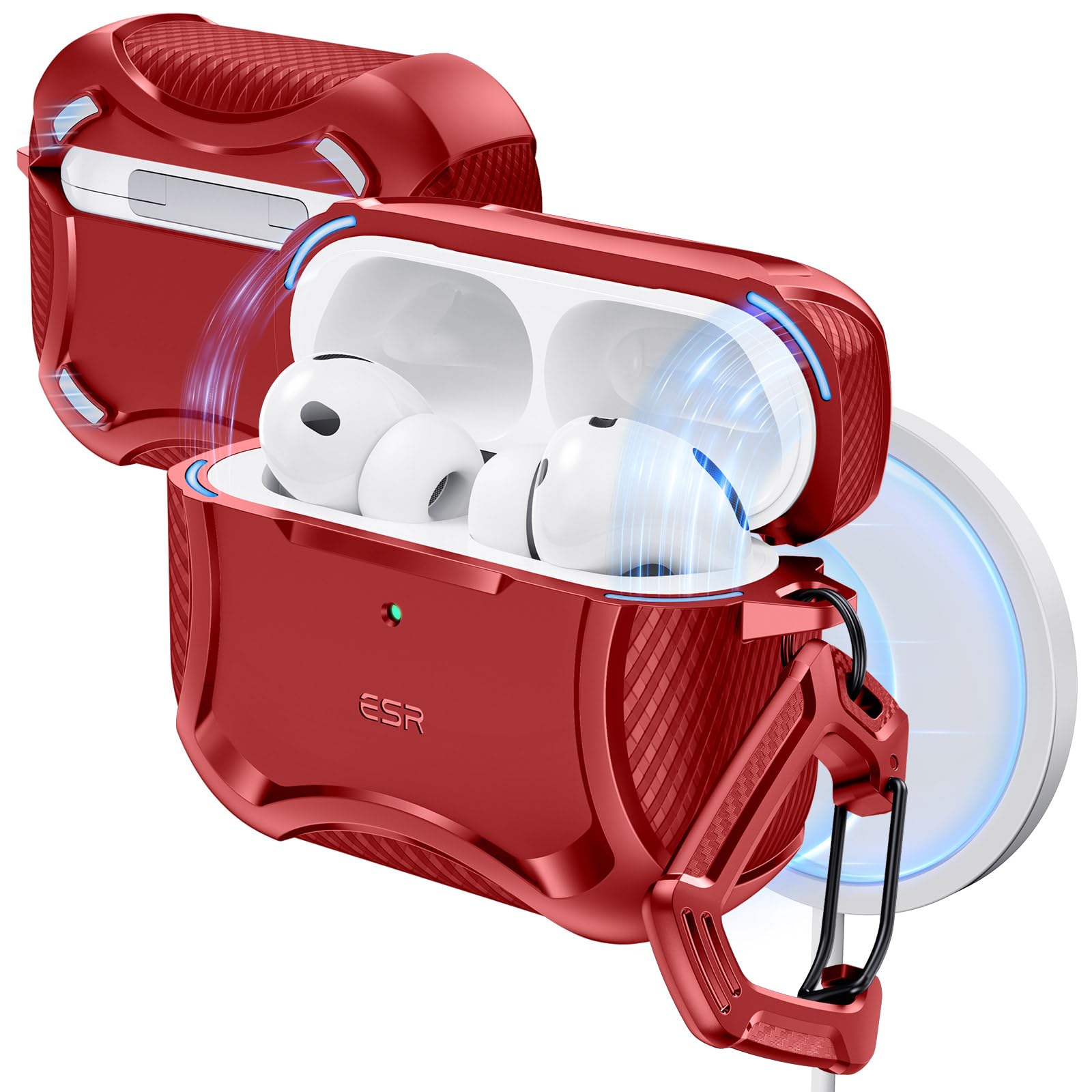 AirPods Pro 第3世代 A3122 充電ケース 赤ケース付き Amazon | ESR AirPods Pro 3 ケース（2025年モデル）MagSafe対応 USB-C