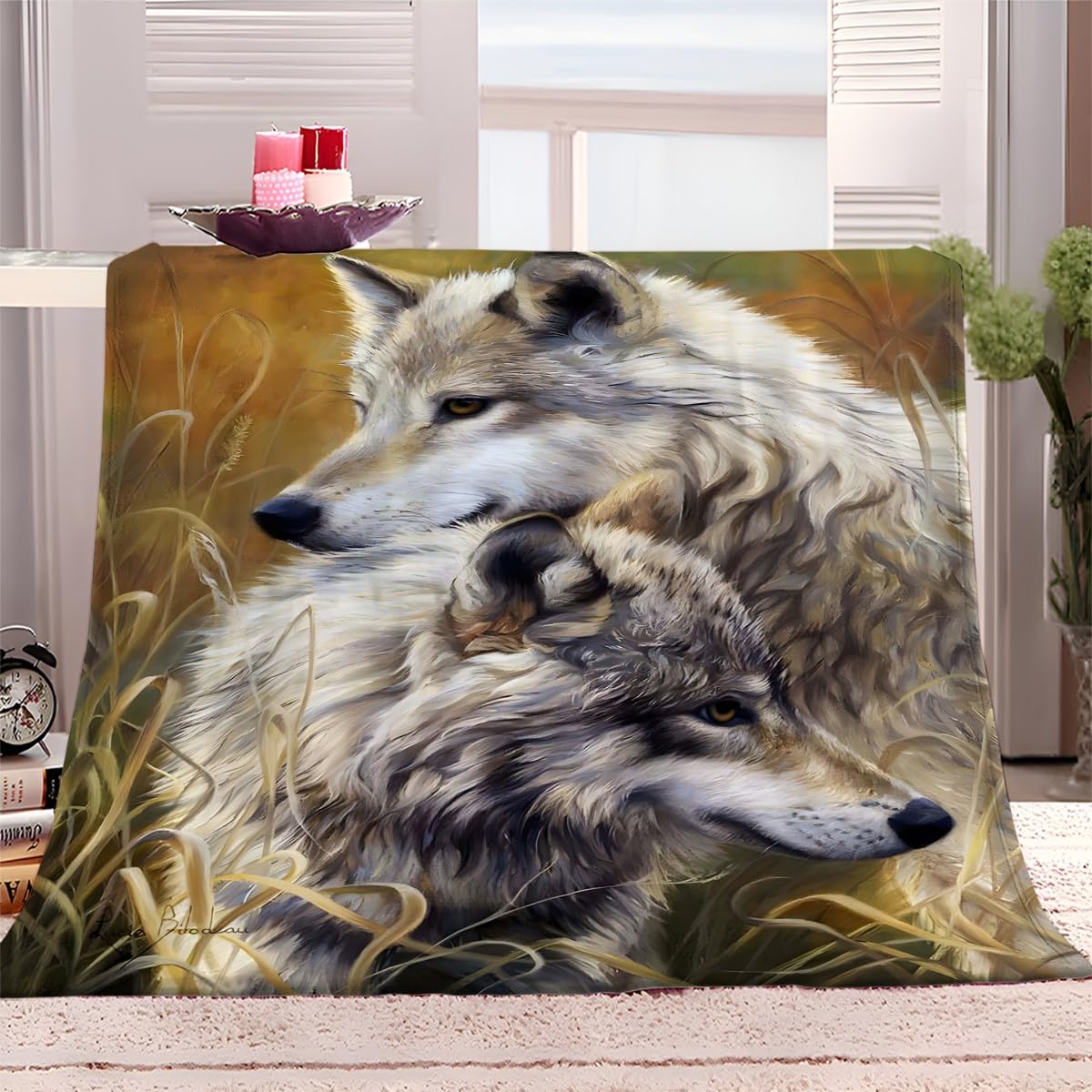 Throw Blanket Animal Wolf 220x240 cm Sherpa Fleece Blanket Soft Cosy Warm Fluffy Blanket Sofa Bed Blankets for Bedroom, Couch, Travel, Versatile Blanket — image 1
