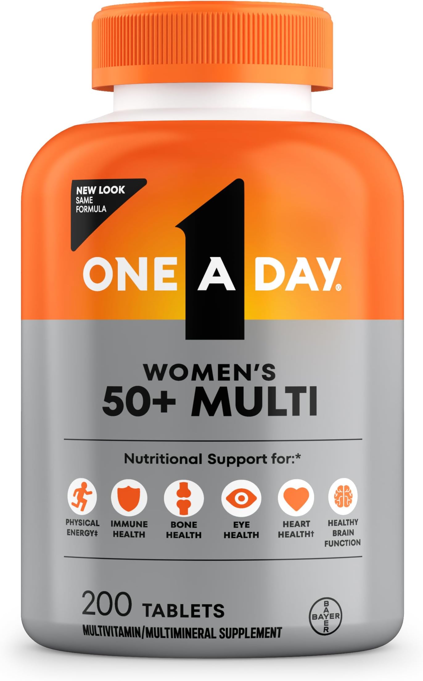 Multivitamin for Women 50 and Over Tablets, Womens Multivitamin 50 Plus with Vitamins D, C, E, Zinc & Biotin, Daily Vitamins for Woman 50+, 200 Ct (Packaging May Vary)