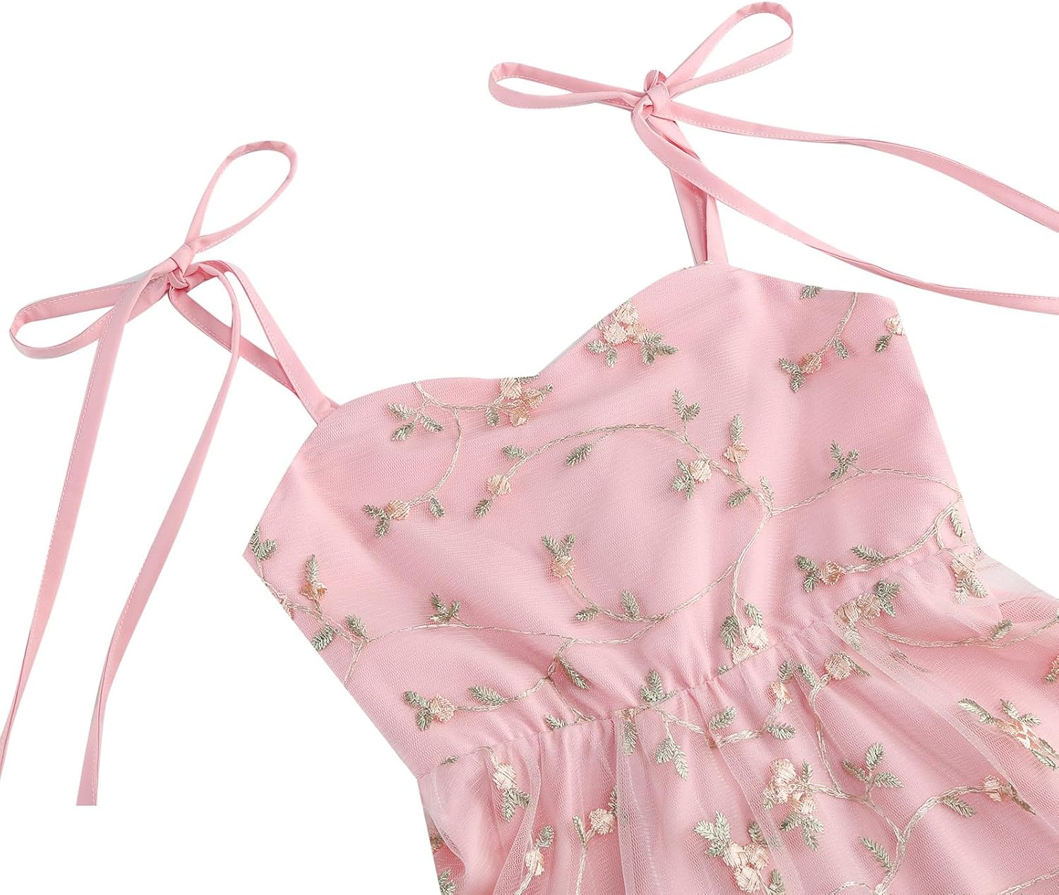 IDOPIP Embroidery Flower Girl Lace Dess for Kids Party Wedding Bridesmaid Tulle Dresses Princess Pageant Birthday Floral Gown - Image 4