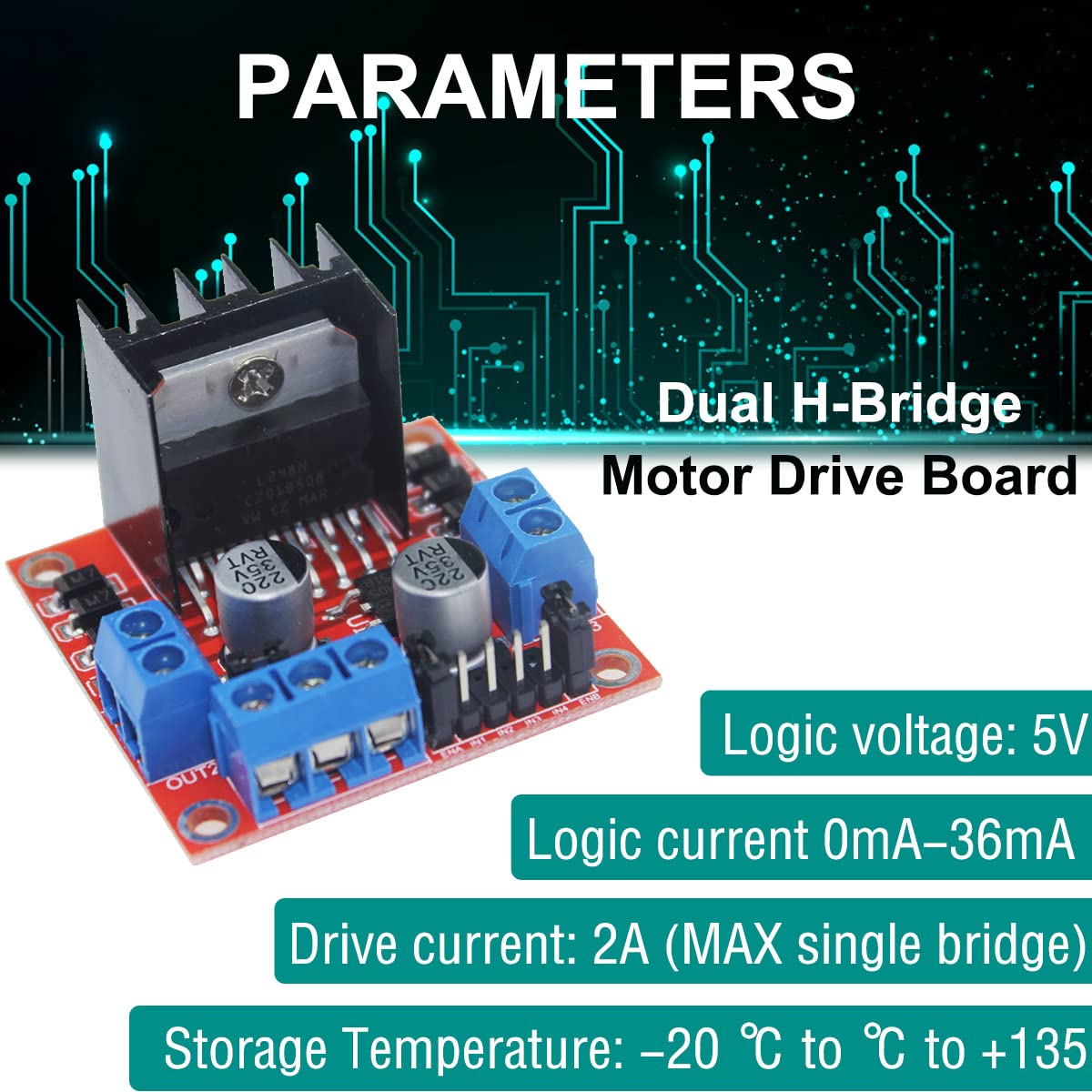 Module Contrôleur Moteur L298N - Double Pont - Pour Arduino, Robot, Smart Car - Pilotage Moteur DC/Stepper