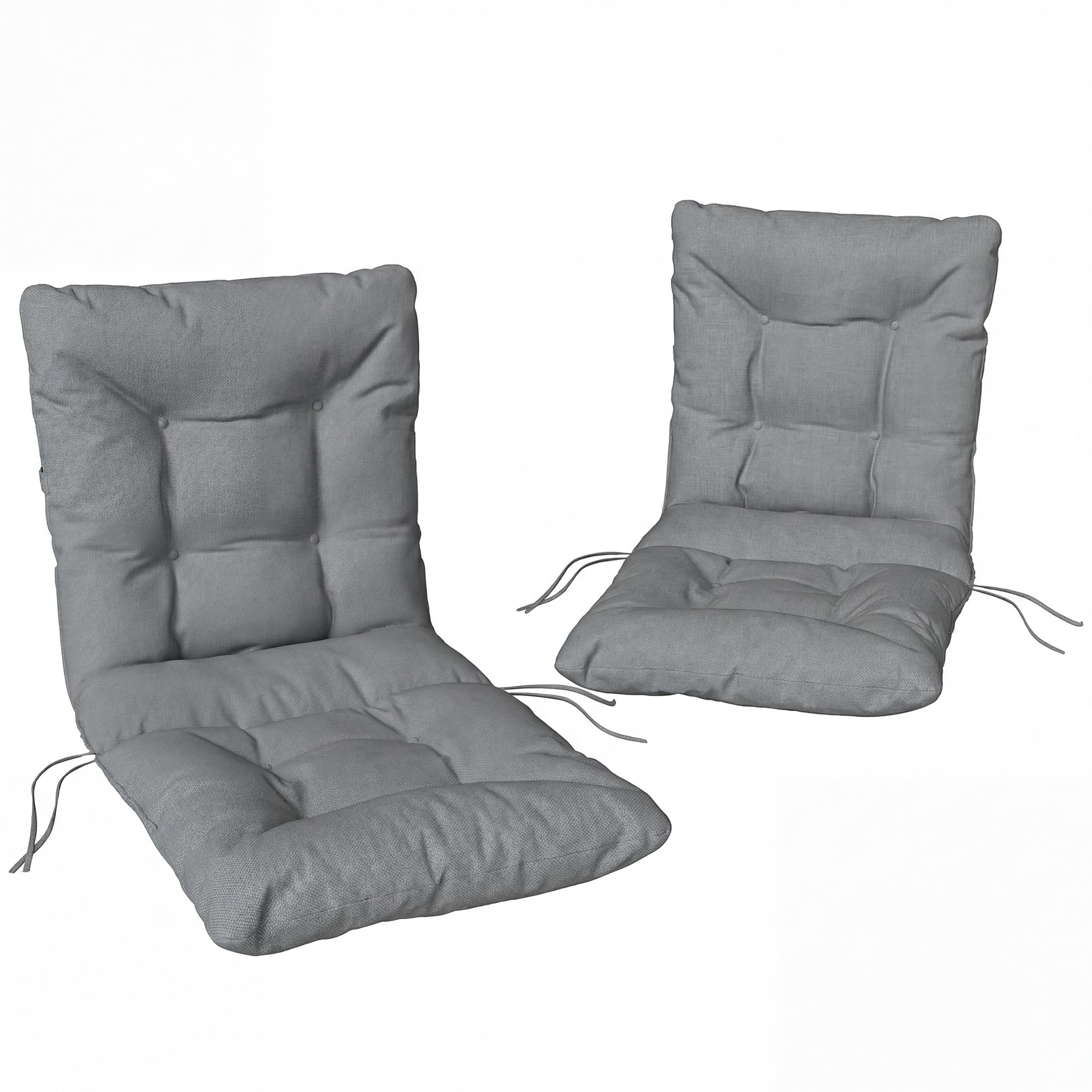 Outsunny 2er Set Sitzkissen 120 x 50 x 8 cm Stuhlkissen Outdoor Hellgrau