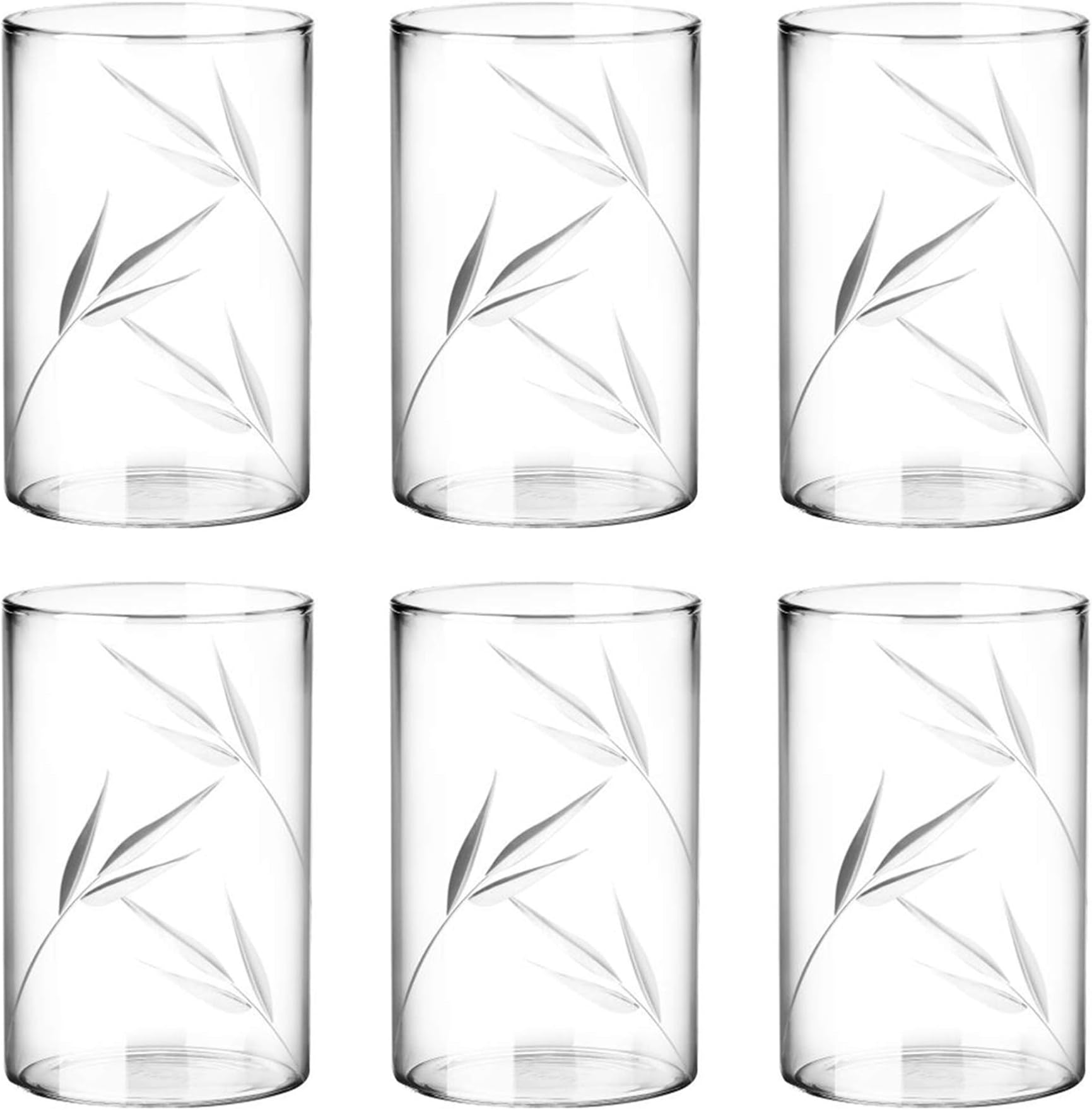 Treo by Milton Vector Borosilicate Decorative Glass Tumbler, Set of 6, 300 ml, Petal