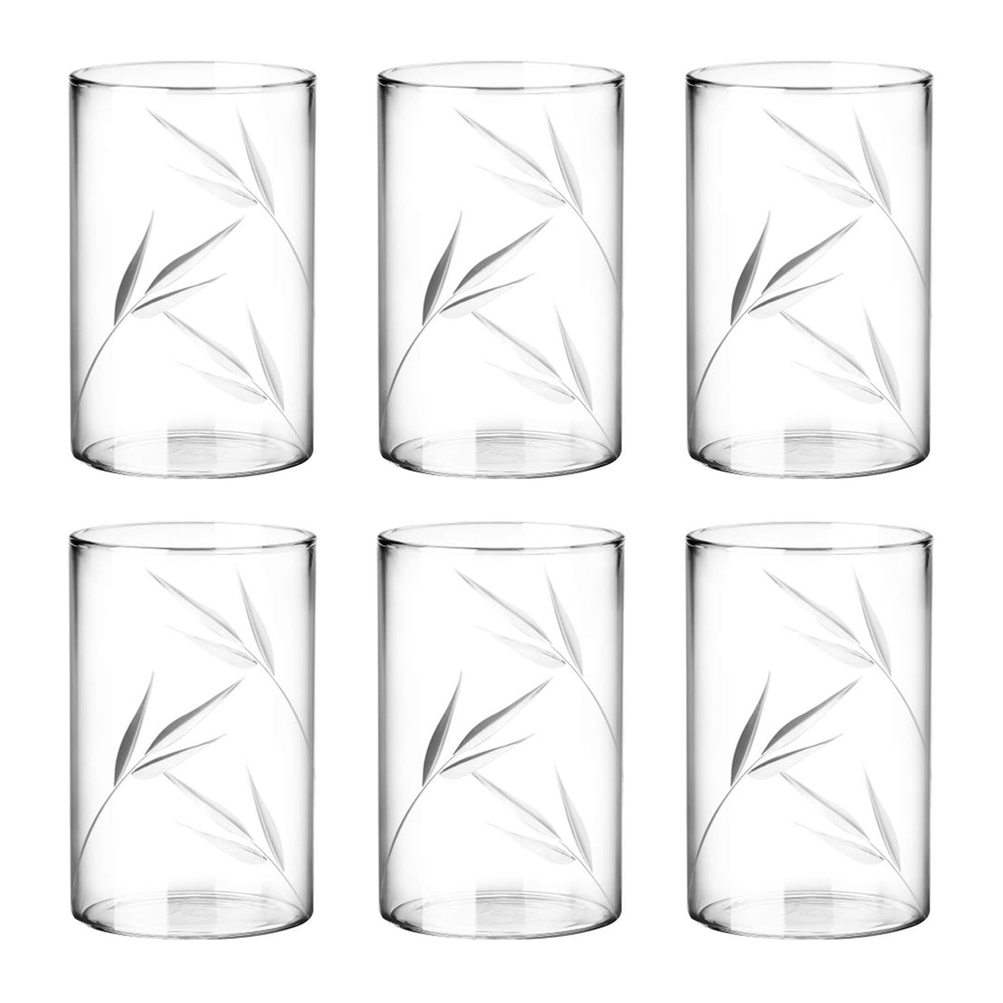 Treoby Milton Vector Borosilicate Decorative Glass Tumbler, Set of 6, 300 ml, Petal