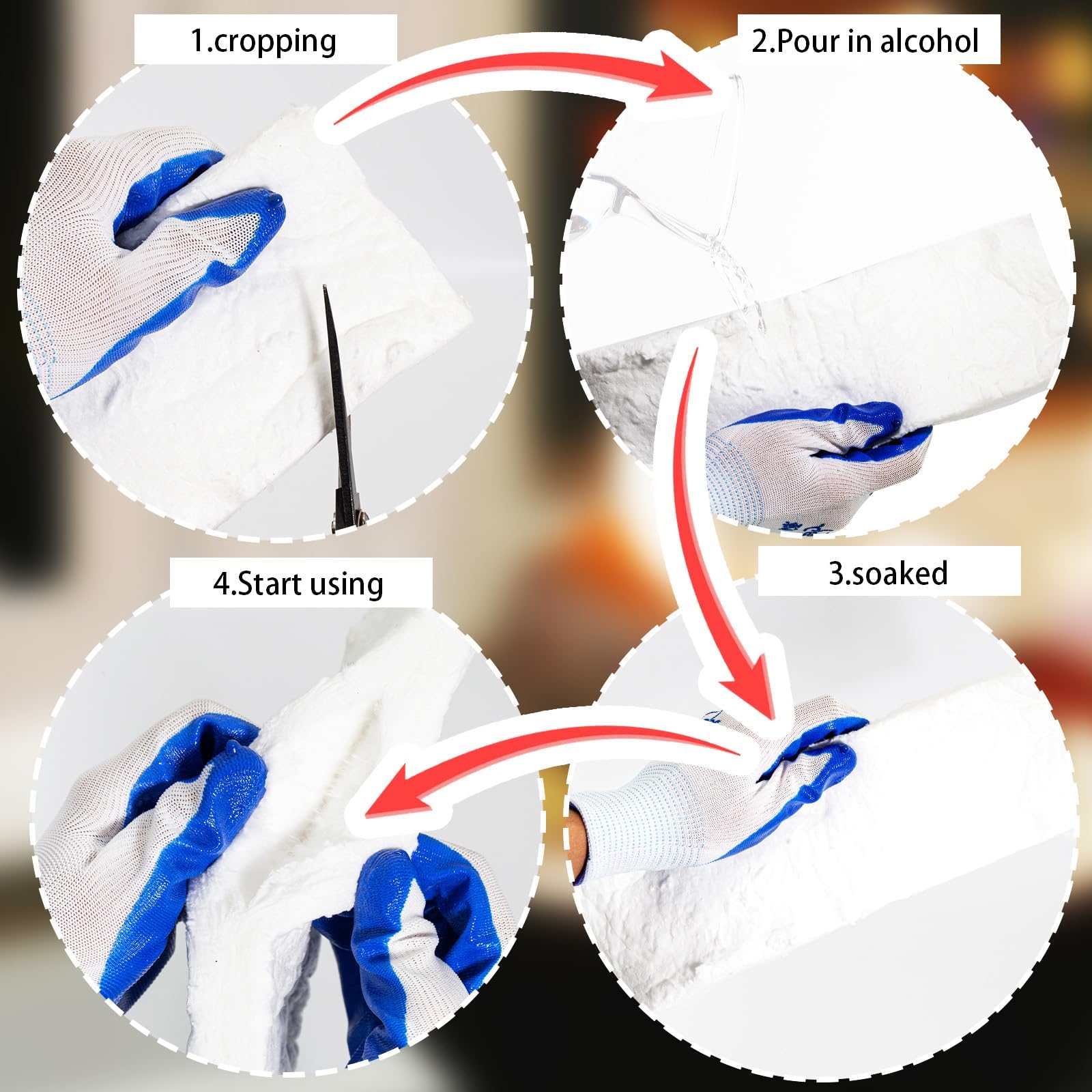 KINETOX Ceramic Wool Sponge 4pcs Ceramic Wool for Bioethanol 30 x 10 x 2.5cm Bioethanol Burner Wools Bioethanols Fireplace Firebox Safety Extend Fire Life - Image 4