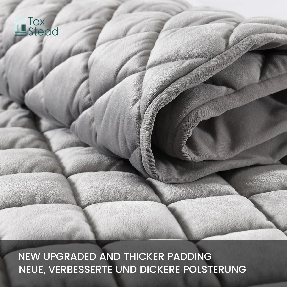 Samt Bettkopfteil Bezug & Betthussen Set – All-in-One Design, elastische & wattierte Staubschutz-Hülle als dekorative Abdeckung für gepolsterte Kopfteile, waschbar in Grau (ca. 200x70 cm)