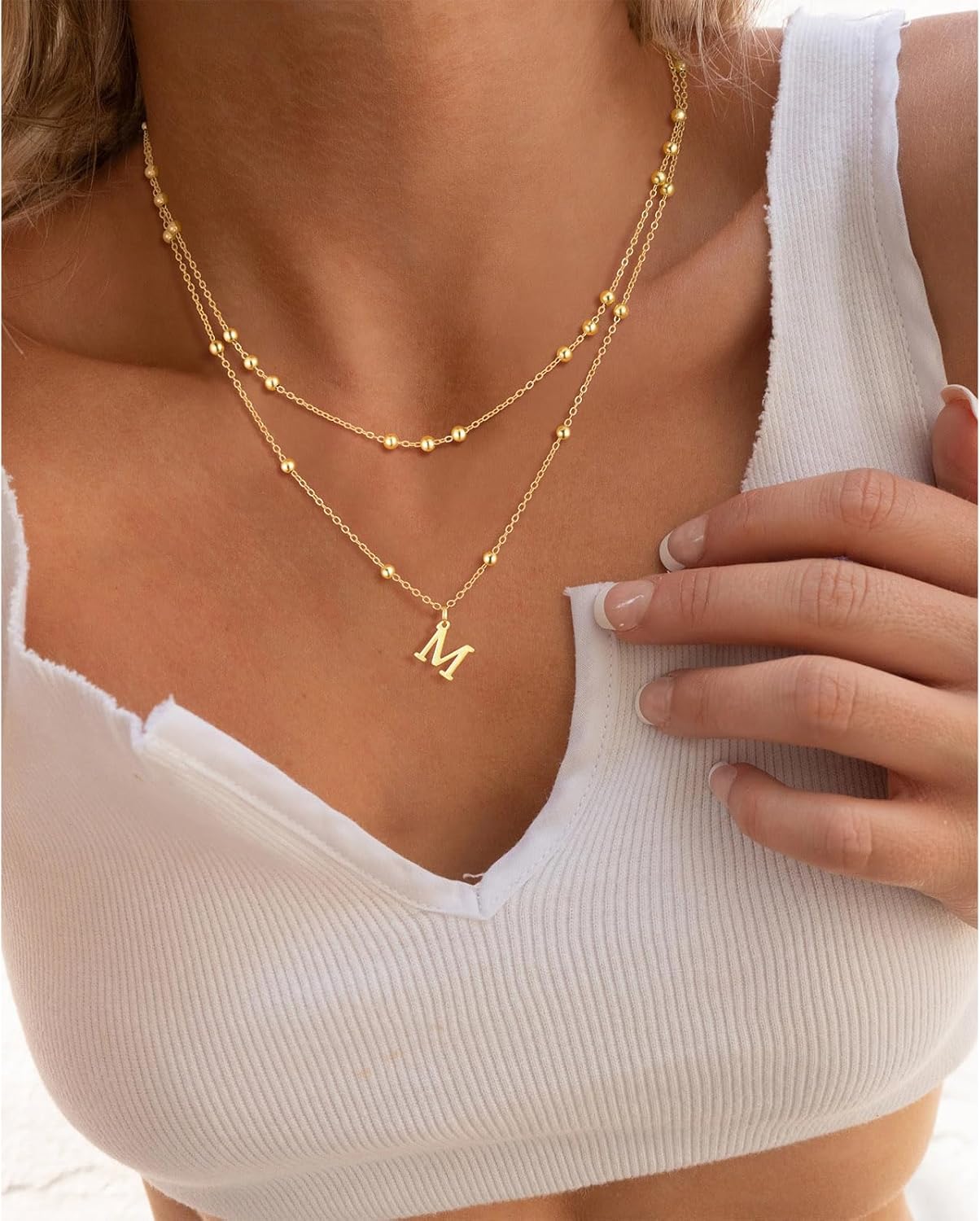 Initial Necklaces for Women, Dainty 14K Gold Plated Layered A-Z Letter Pendant Necklace Trendy Cute Choker Name Charm Necklace Stack Personalized Jewelry Gift for Her Birthday Christmas Gift - Image 5