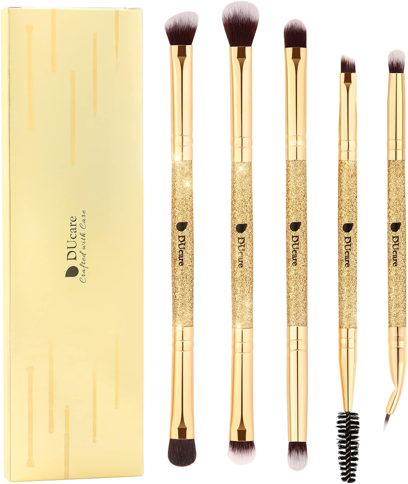 Eyeshadow Brush 5pcs Double Sided Eyebrow Brush Makeup Brushes with Soft Synthetic Hairs Double Ended Eyeshadow Brush Set for Eyeshadow, Eyebrow, Eyeliner, Blending