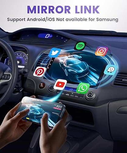 Miniatura 5 de Podofo Para Honda Civic 2006 2007 2008 2009 2010 2011 Radio estéreo de coche con navegación GPS 10.1 pulgadas HD IPS pantalla táctil Bluetooth coche