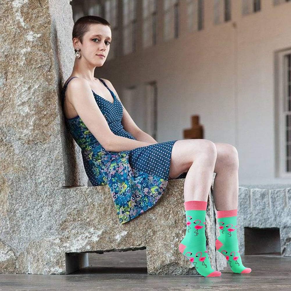 Fun Colorful Socks Patterned Funky Happy Crew Sock Combed Cotton Stockings Packs - Image 3