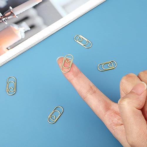 Miniatura 4 de YUXIANLB 150 clips de papel dorados con forma de corazón para oficina, suministros escolares, organizador de documentos, soporte de letras de metal,