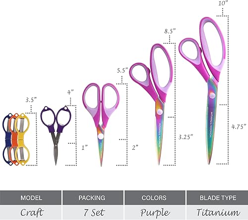 Miniatura 2 de BambooMN Titanio Softgrip Set & Tijeras Plegables - Púrpura - 1 Juego