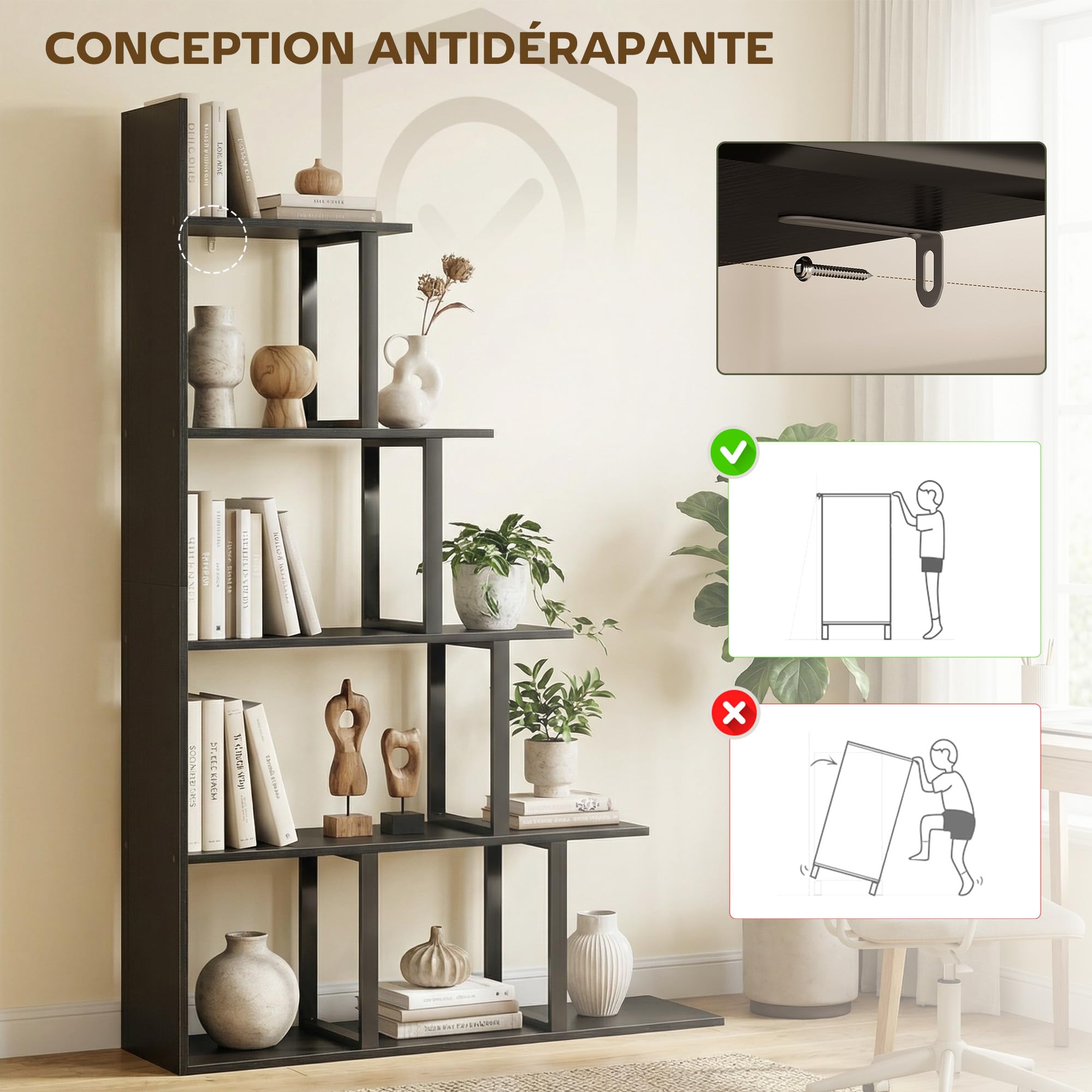HOMCOM Estantería Estilo Industrial 102x30x160 cm Negro