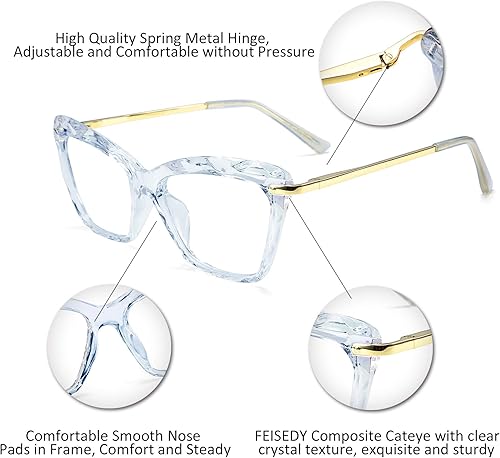 Miniatura 3 de FEISEDY Gafas de ojo de gato Marco Lentes transparentes Gafas Mujeres B2440