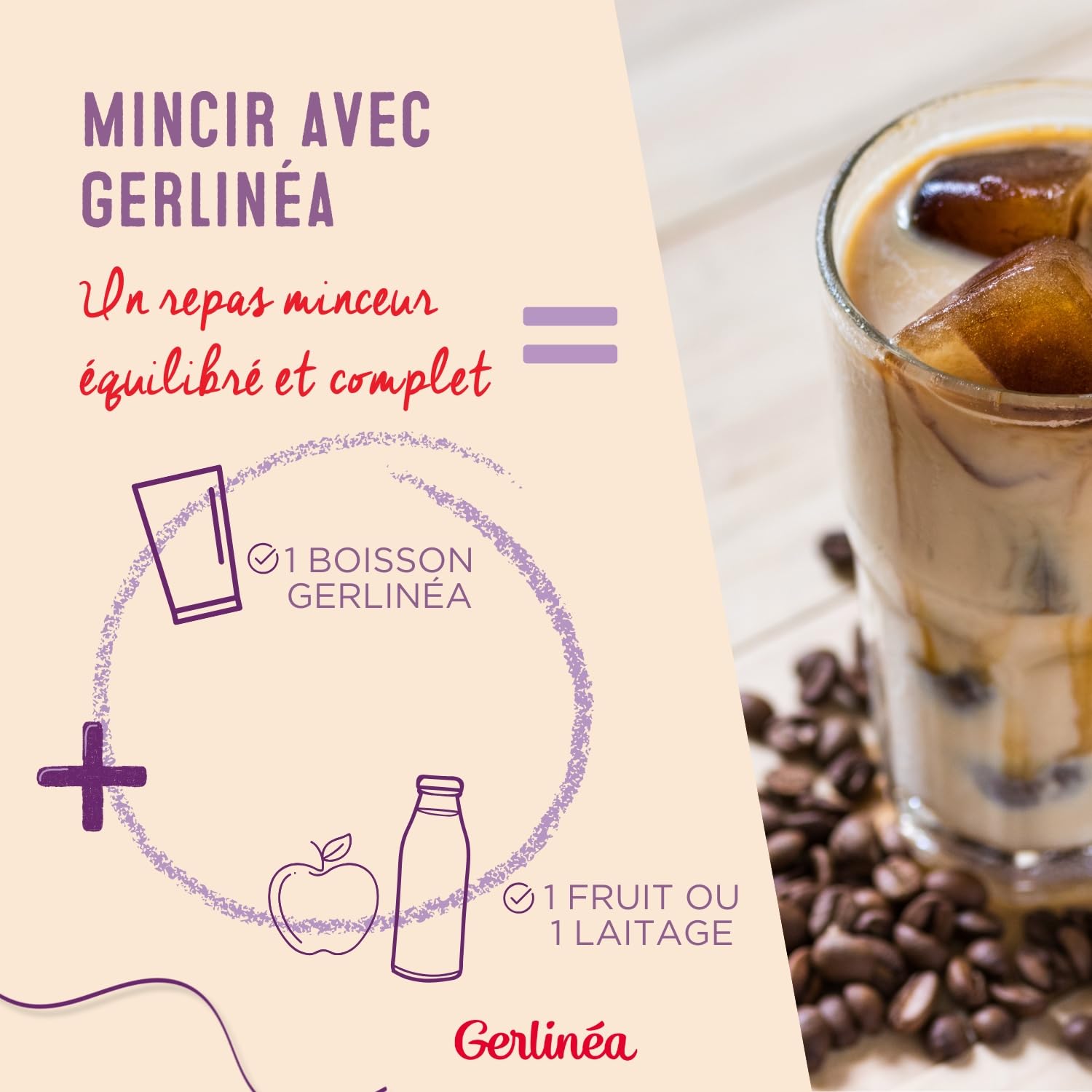 GERLINÉA – Boisson Minceur Café – Repas à Boire Équilibré et Complet – Riche en Protéines – Sans Huile de Palme – Contrôle du Poids – Lot de 8 bouteilles x 236 ml