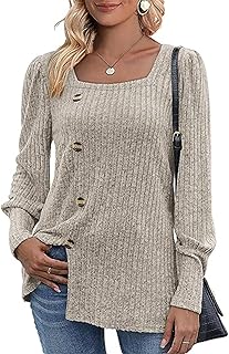 Sponsored You’re seeing this ad based on the product’s relevance to your search query.Learn more about this advertisement MYCOLORBLUE Women's Autumn Pullover Tunic Soft Stretch Long Sleeve Decorative Buttons Knitted Jumper T-Shirt