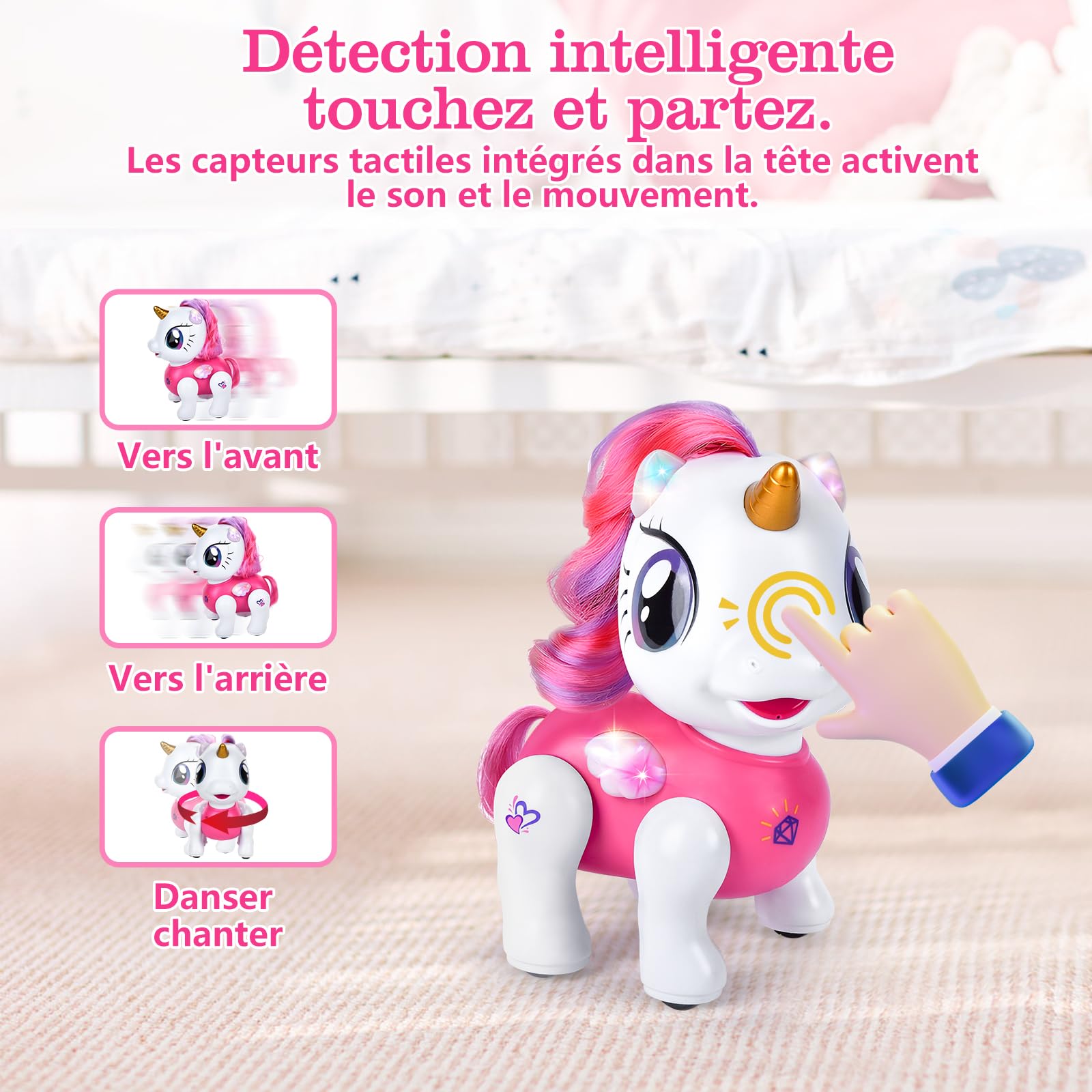 Joellfuner Licorne Jouet, Robot Telecommandé Enfant, Interactif Robot Fonction d'Enregistrement Programmable, Musique, Danse et Touchant, Licorne Jouets pour Filles 3+ Cadeaux