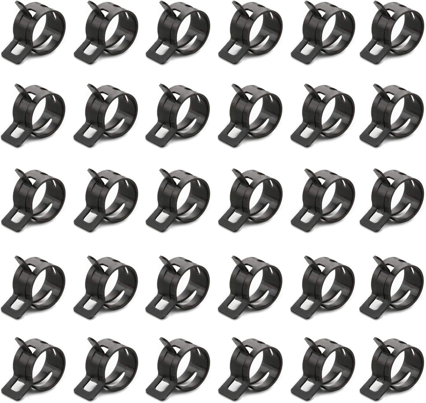 100pcs 0.71" ID Constant Tension Band Hose Clamps, 18mm Spring Band Type Action Hose Clamp Manganese Steel Fuel Line Clamp Low Pressure Air Clip Clamp for Fuel Hose Line Water Pipe Air Tube black