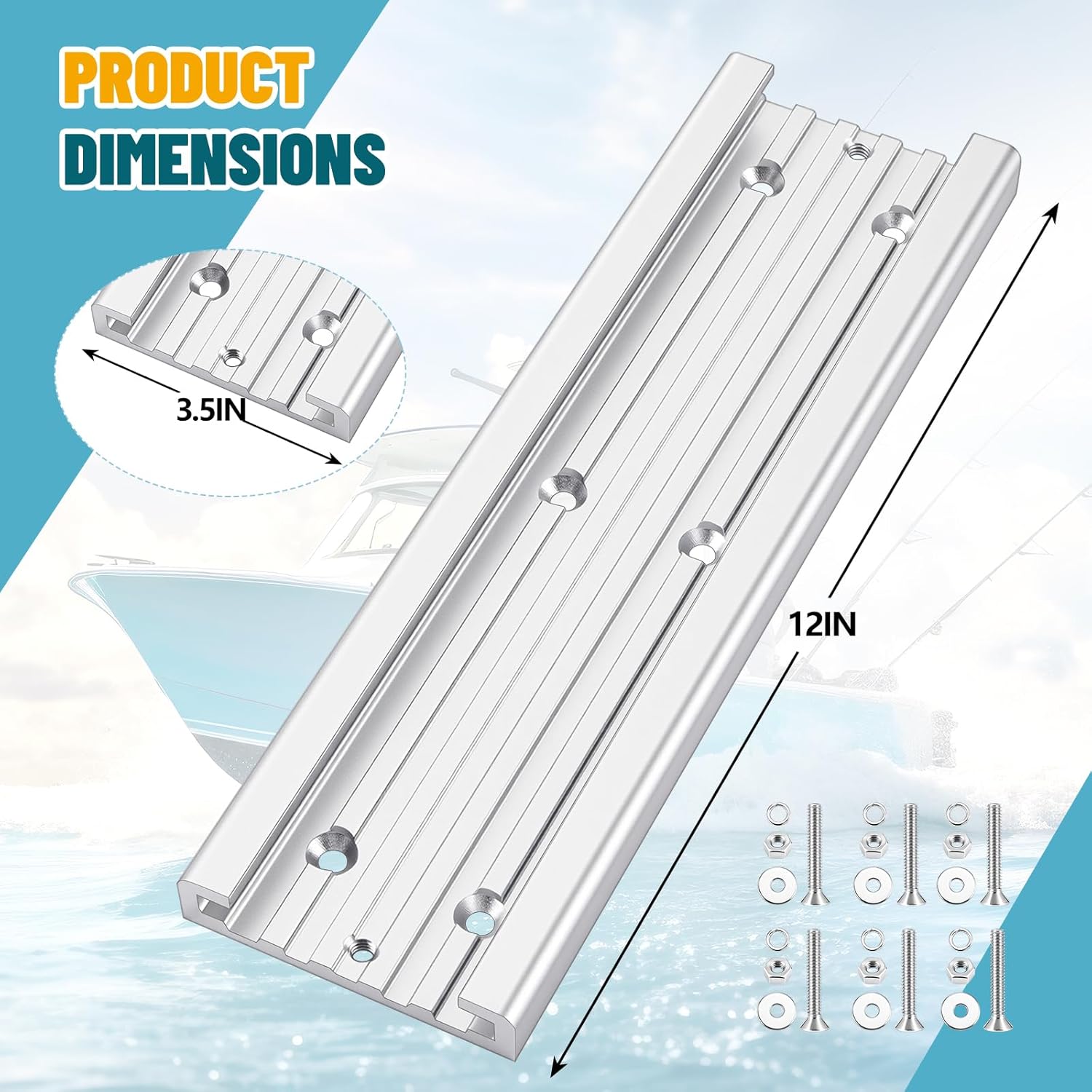 Frienda Aluminum Mounting Track System for Boat Accessories, Fishing Systems Mounting Tracks for Rod Holders, Anodized Aircraft Grade Aluminum