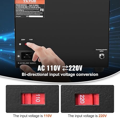Miniatura 3 de VEVOR Transformador convertidor de voltaje, 5000 W, transformador elevadordescendente resistente, convertidor de 110 voltios a 220 voltios y de 220