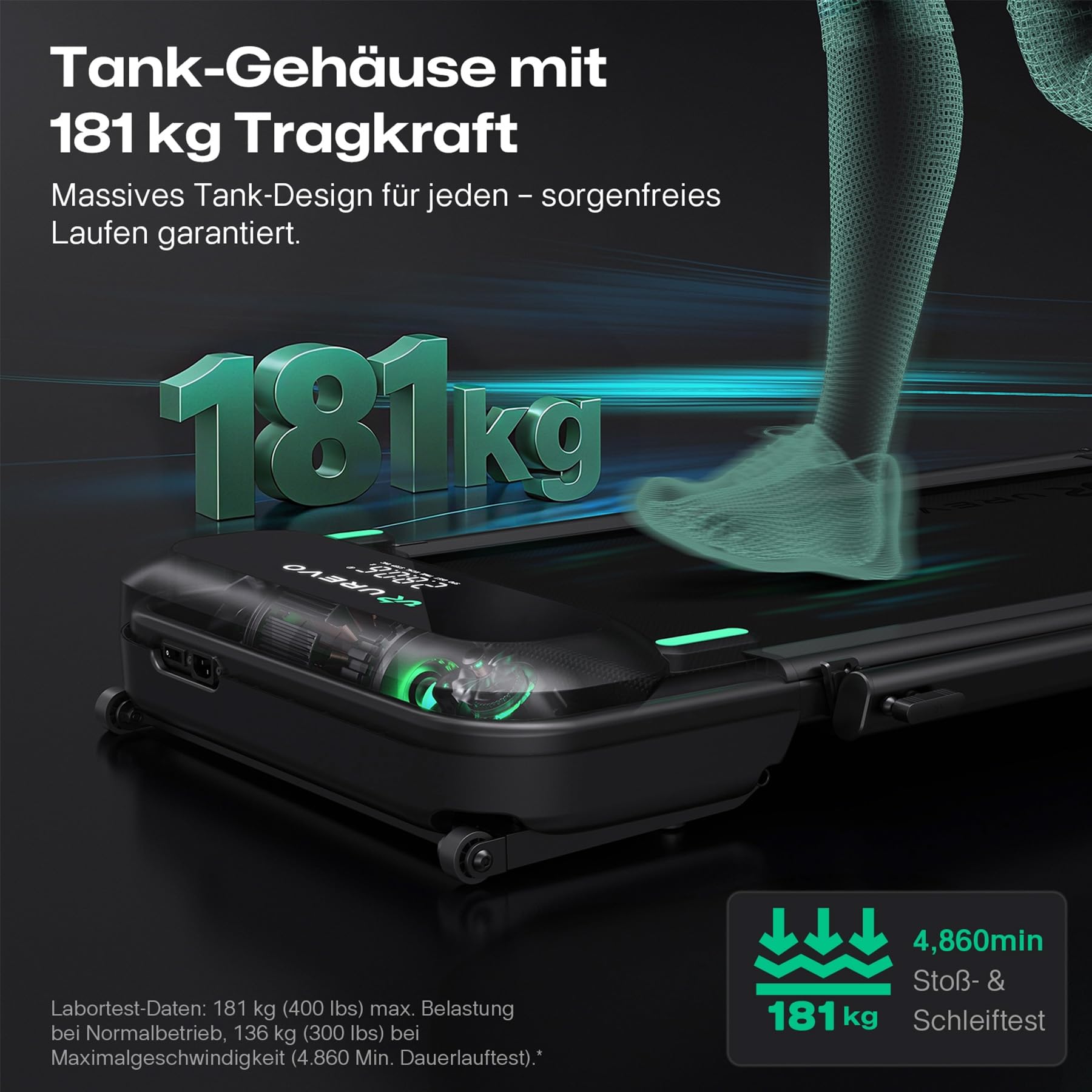 UREVO Smart Laufband mit Steigung Automatisch, Laufband Schreibtisch & Workstation, Flüsterleiser Dual-Brushless-Motor (10× Lebensdauer), 16" Laptop-Fit, 190% Mehr Kalorien, Knie-schonend