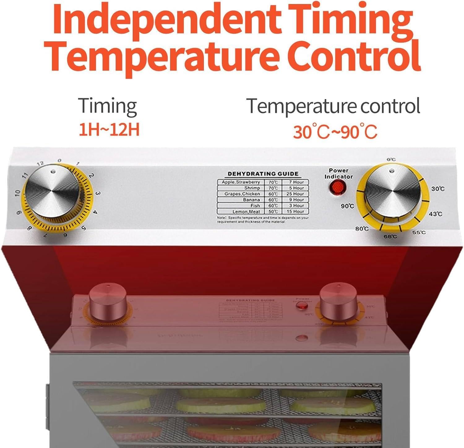Secador comercial eléctrico de alimentos, deshidratador de alimentos de 400 W, máquina liofilizada de 12/18 capas, control de temporizador, rango de temperatura de 30 a 90 °C, para frutas, verduras