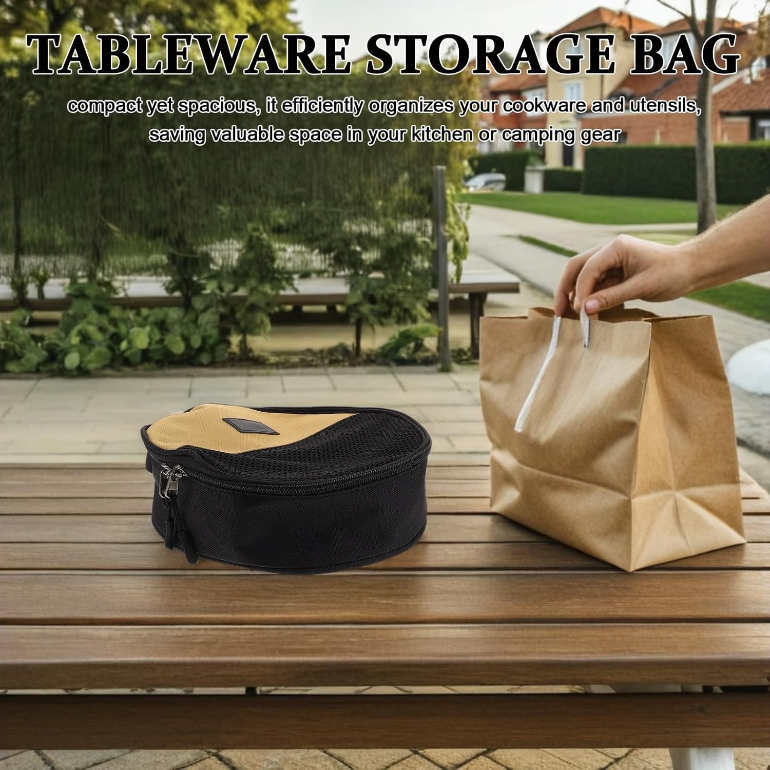 Luxshiny Camping Utensil Storage Bag, Portable Oxford Fabric Organizer for Camping, Bbqs, Picnics Outdoor Cooking, Dinnerware Holder for Family Gatherings