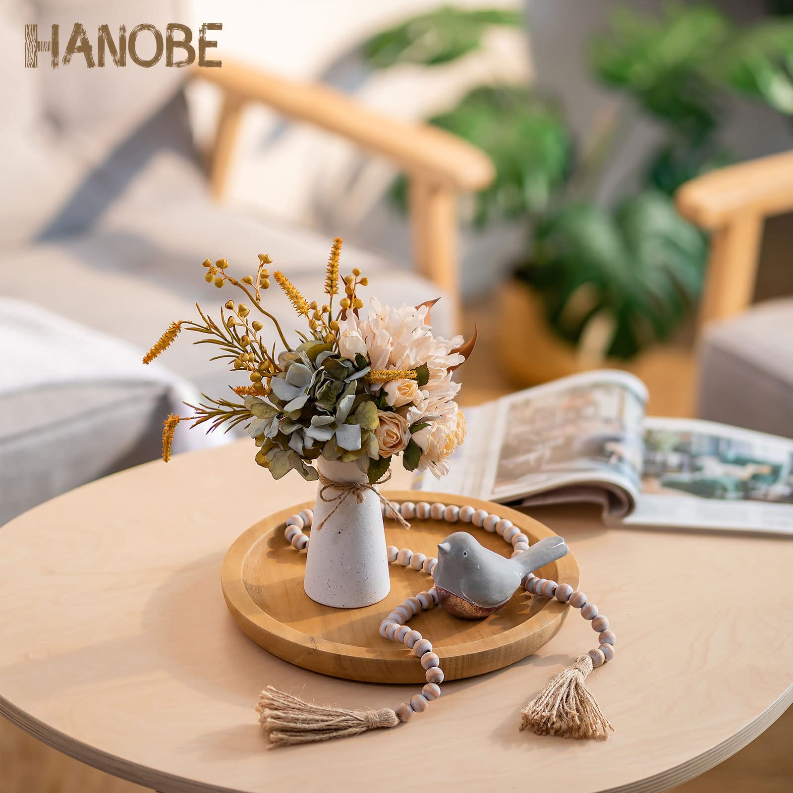 Vassoio Decorativo Rotondo In Legno Per Arredamento Costiero - Tema Spiaggia Con Conchiglie - Foto 3