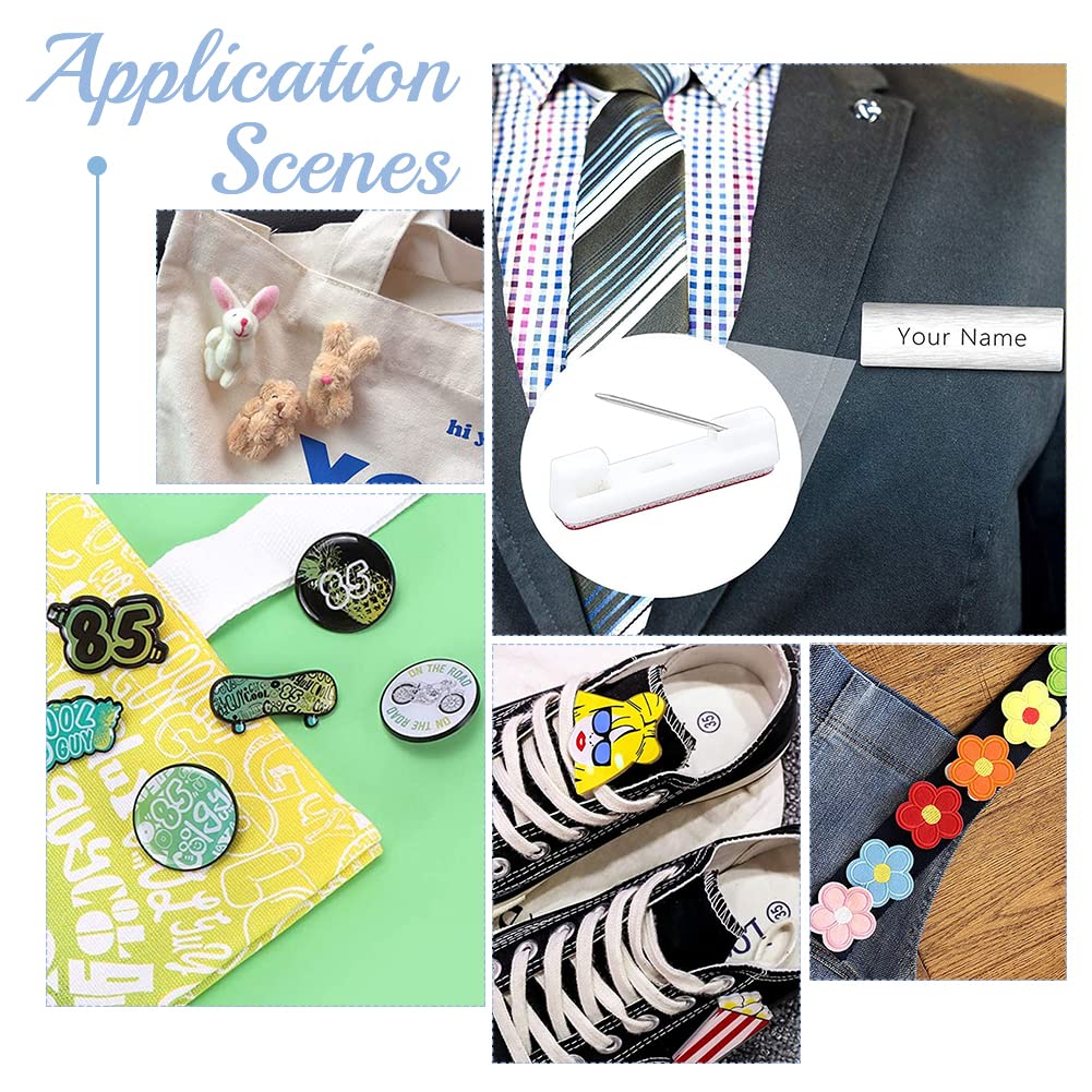 Confezione da 120 spille di sicurezza 2,3 cm rettangolari con retro adesivo per badge identificativi