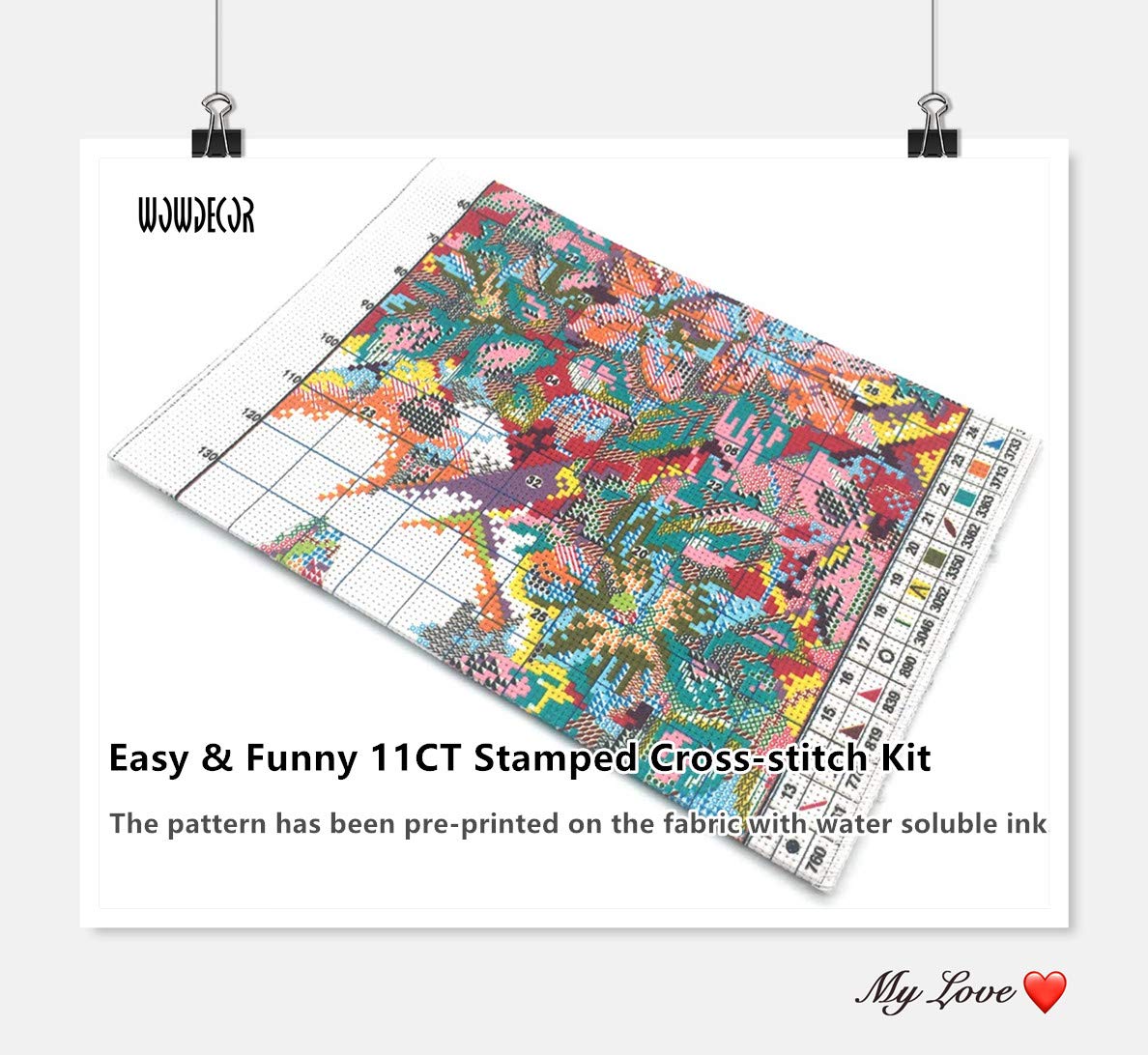 WOWDECOR Cross Stitch Embroidery Kits for Adults Kids Colorful Flowers Plants 11CT Stamped DIY DMC Needlework Easy Beginners - Image 2