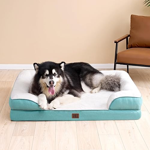 Miniatura 255 de EHEYCIGA – Cama ortopédica mediana impermeable para perros medianos, de espuma viscoelástica tipo caja de huevos, con bordes elevados y base