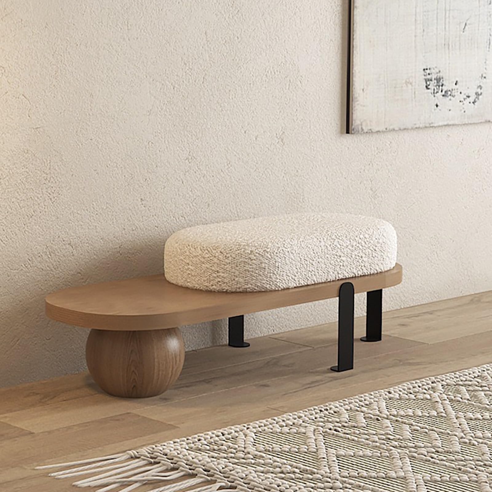 GHFXSCV Minimalist Padded Shoe Bench - Soft Footrest Stool for Bedroom & Living Room - Entryway Seating with Cushioned Seat - Wooden 47.2" (120cm) Storage nizer