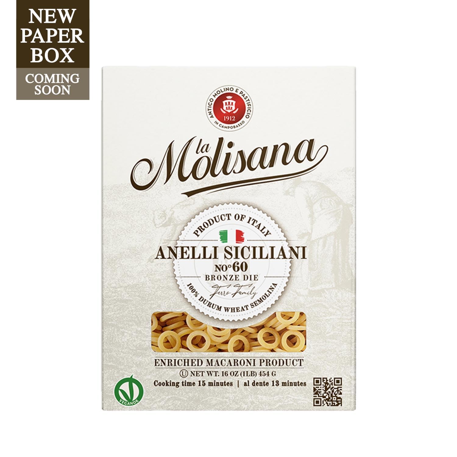 La Molisana Anellini Siciliani N°60 A Pasta, 16 oz, Premium Italian Durum Wheat Semolina, High Protein 14%, Bronze Die Cut for Sauce Grip, Authentic Al Dente Texture, Ideal for Baked Pasta & Soups, Made in Italy thumbnail 2