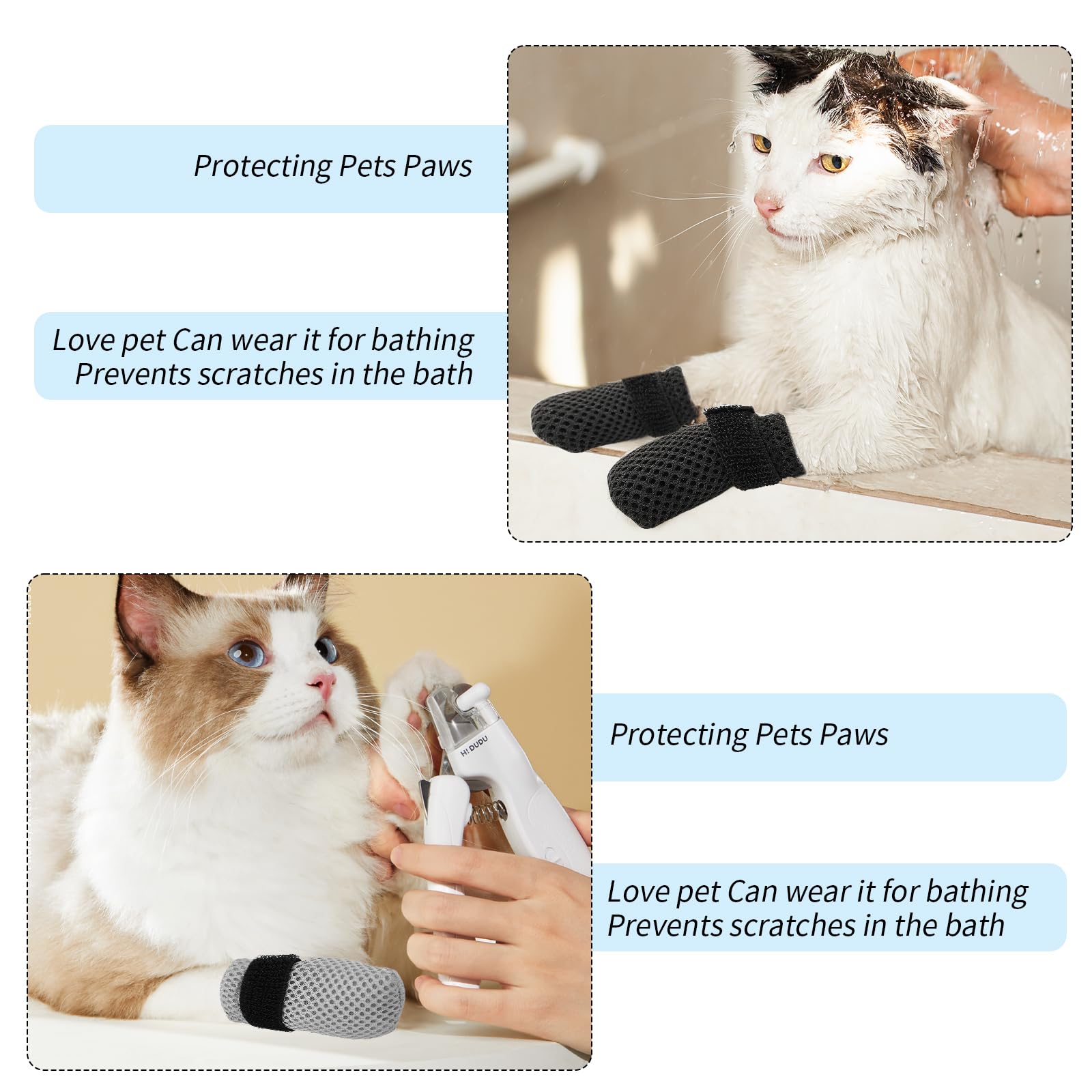 8 Stück Katzenkrallenabdeckungen, Schuhe für Katzen, Fäustlinge gegen Kratzen, Socken, verstellbar, atmungsaktiv, Netzstoff, für Welpen, Innenbereich, Pfoten, Kätzchen, Stiefel, geeignet zum Baden und